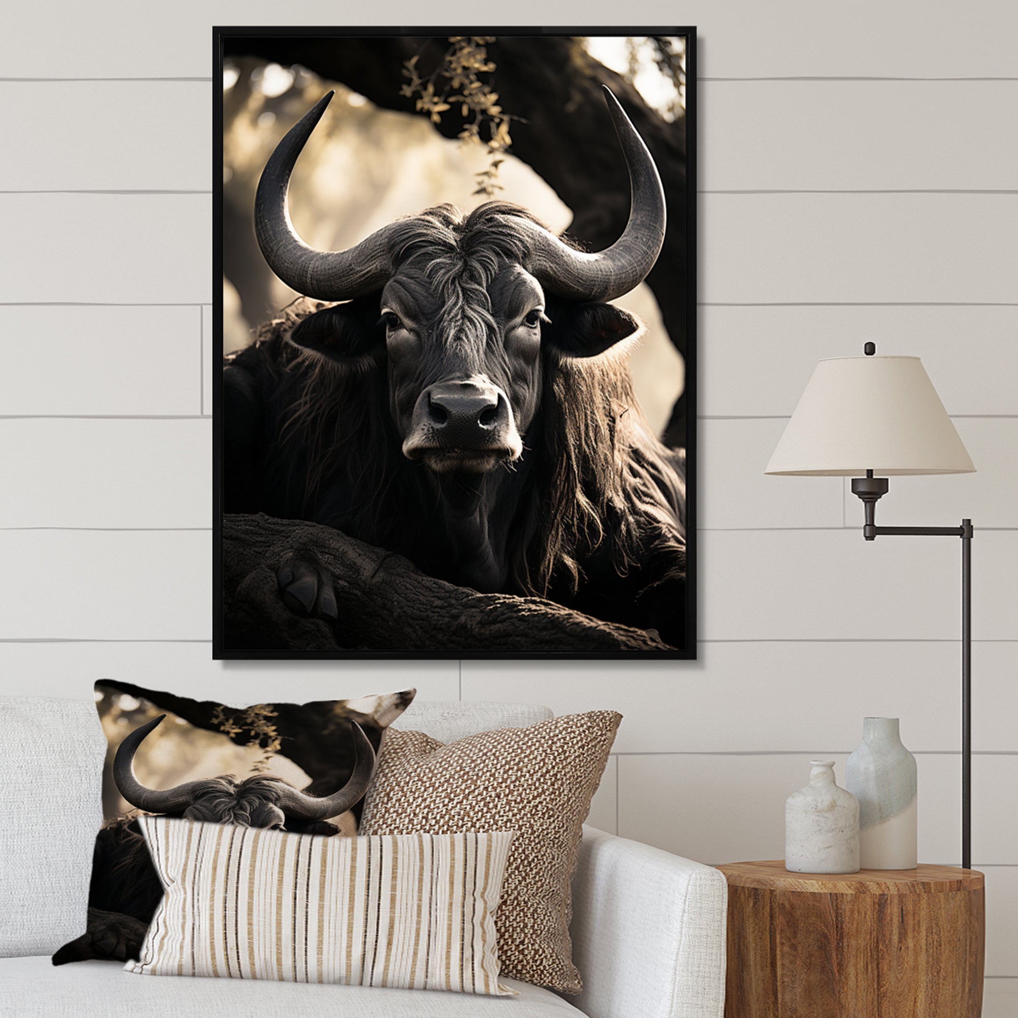 Grey Buffalo Serenity In Shadows - Gray Buffalo Wall Art