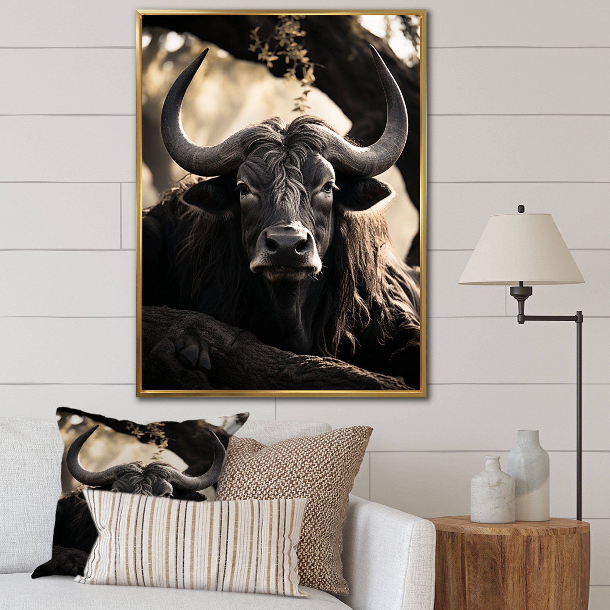 Grey Buffalo Serenity In Shadows - Gray Buffalo Wall Art