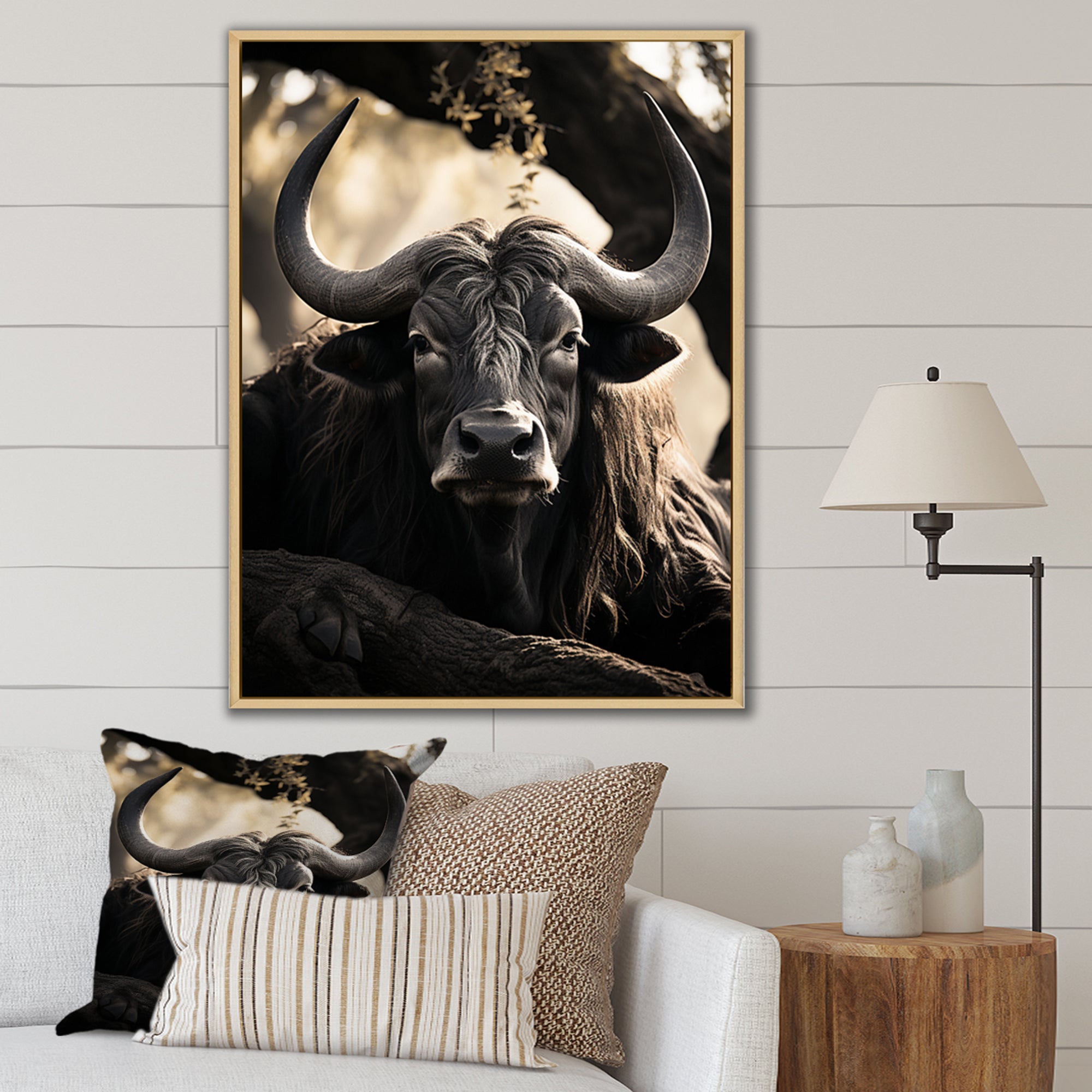 Grey Buffalo Serenity In Shadows - Gray Buffalo Wall Art