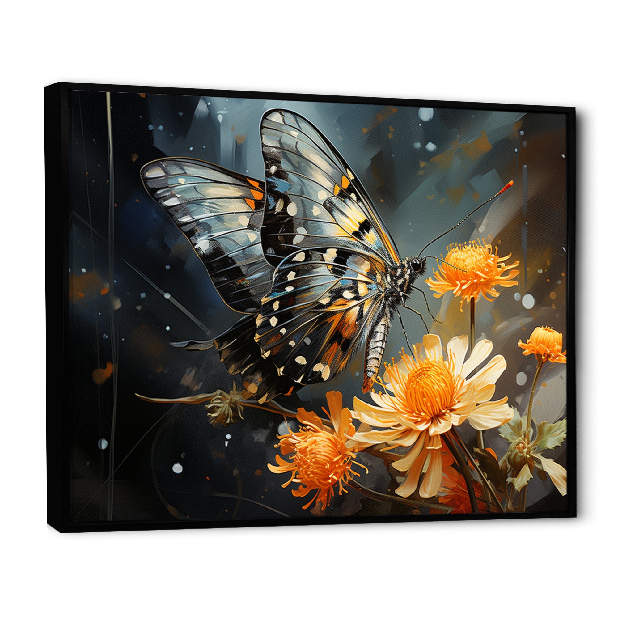Yellow Black Butterfly Haven - Butterfly Canvas Wall Art