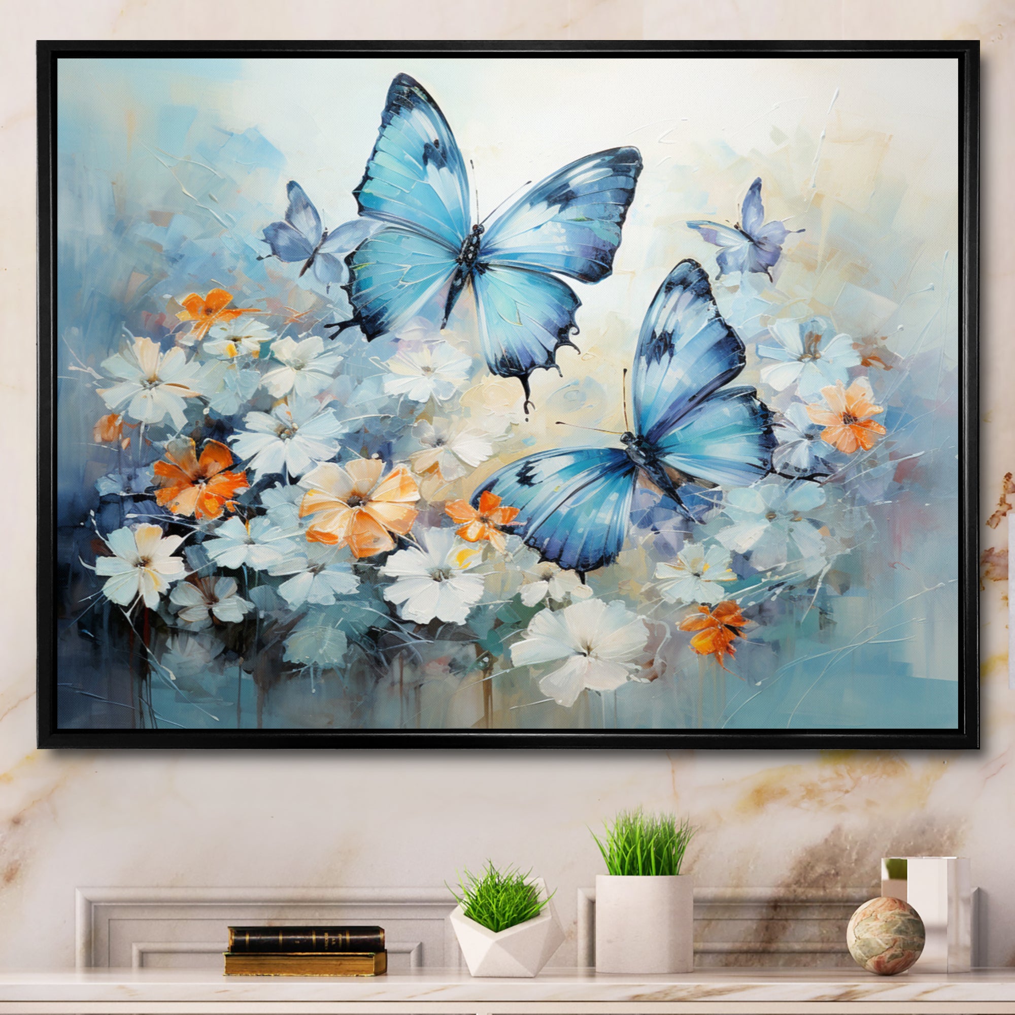 Blue White Butterfly Symphony - Butterfly Wall Decor