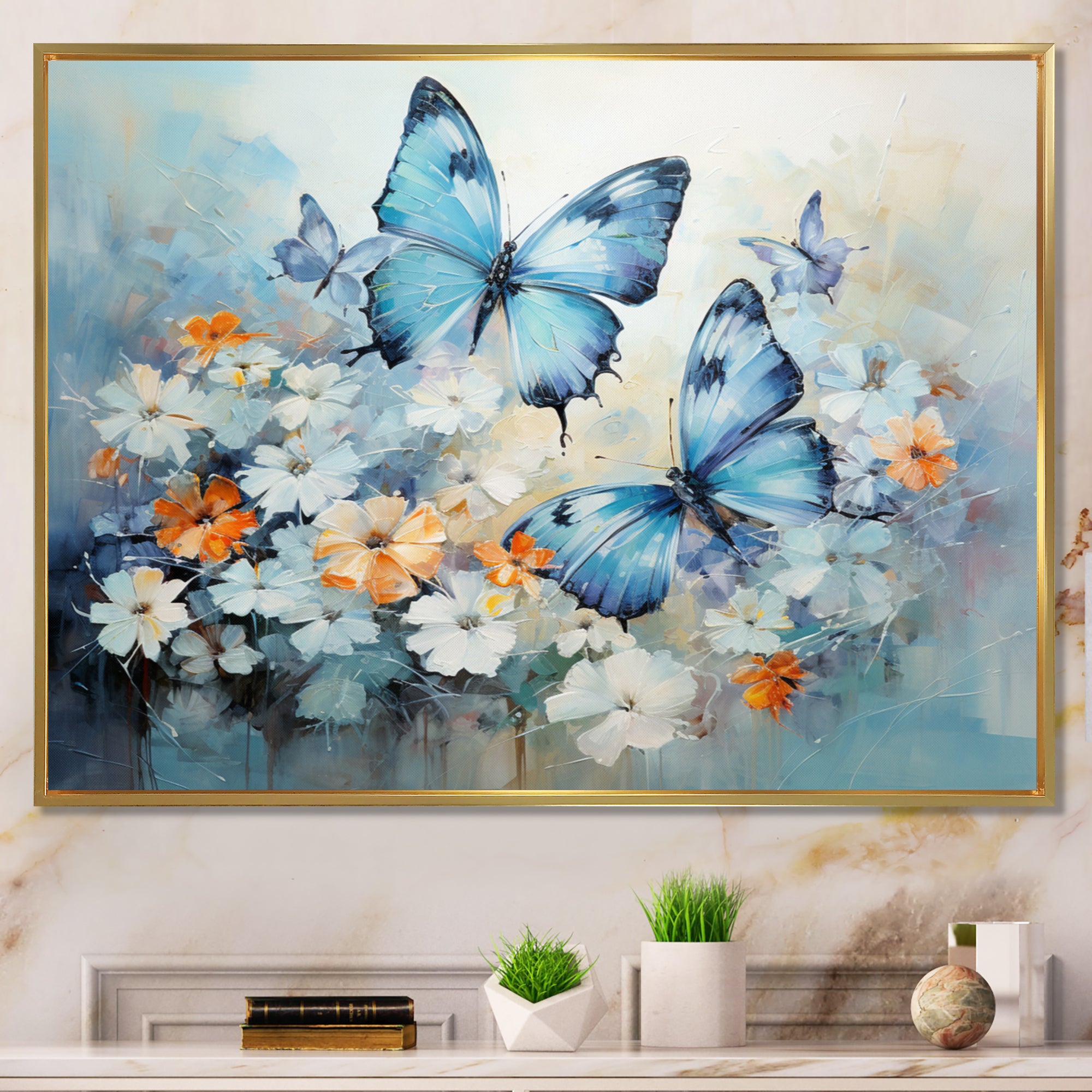 Blue White Butterfly Symphony - Butterfly Wall Decor