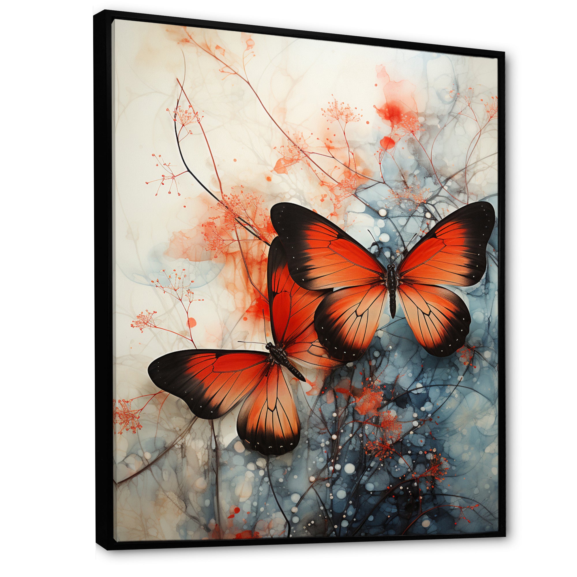 Orange Teal Butterfly Symphony Of Wings - Butterfly Large Canvas Wall Art