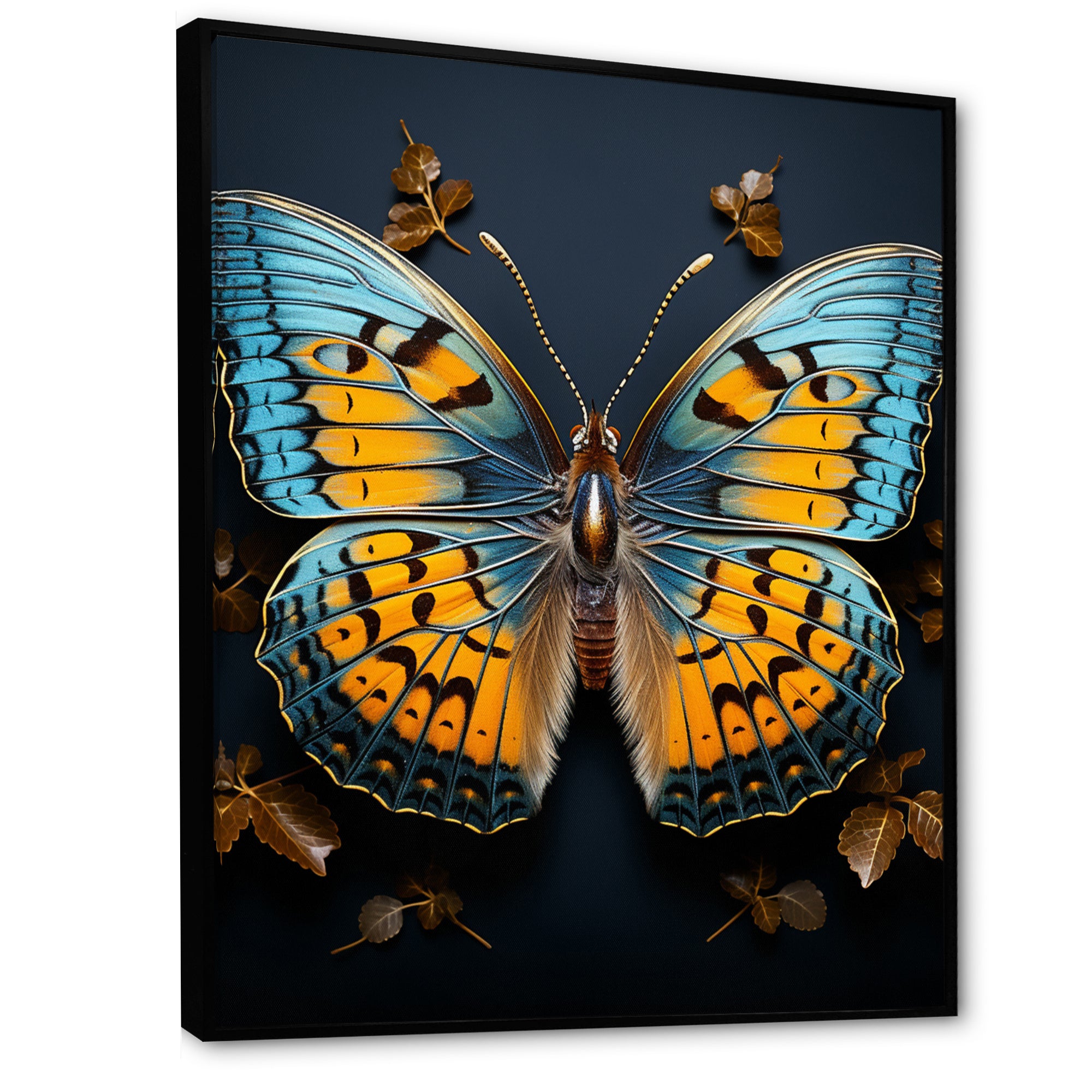 Teal Yellow Butterfly Animal - Butterfly Living Room Wall Art