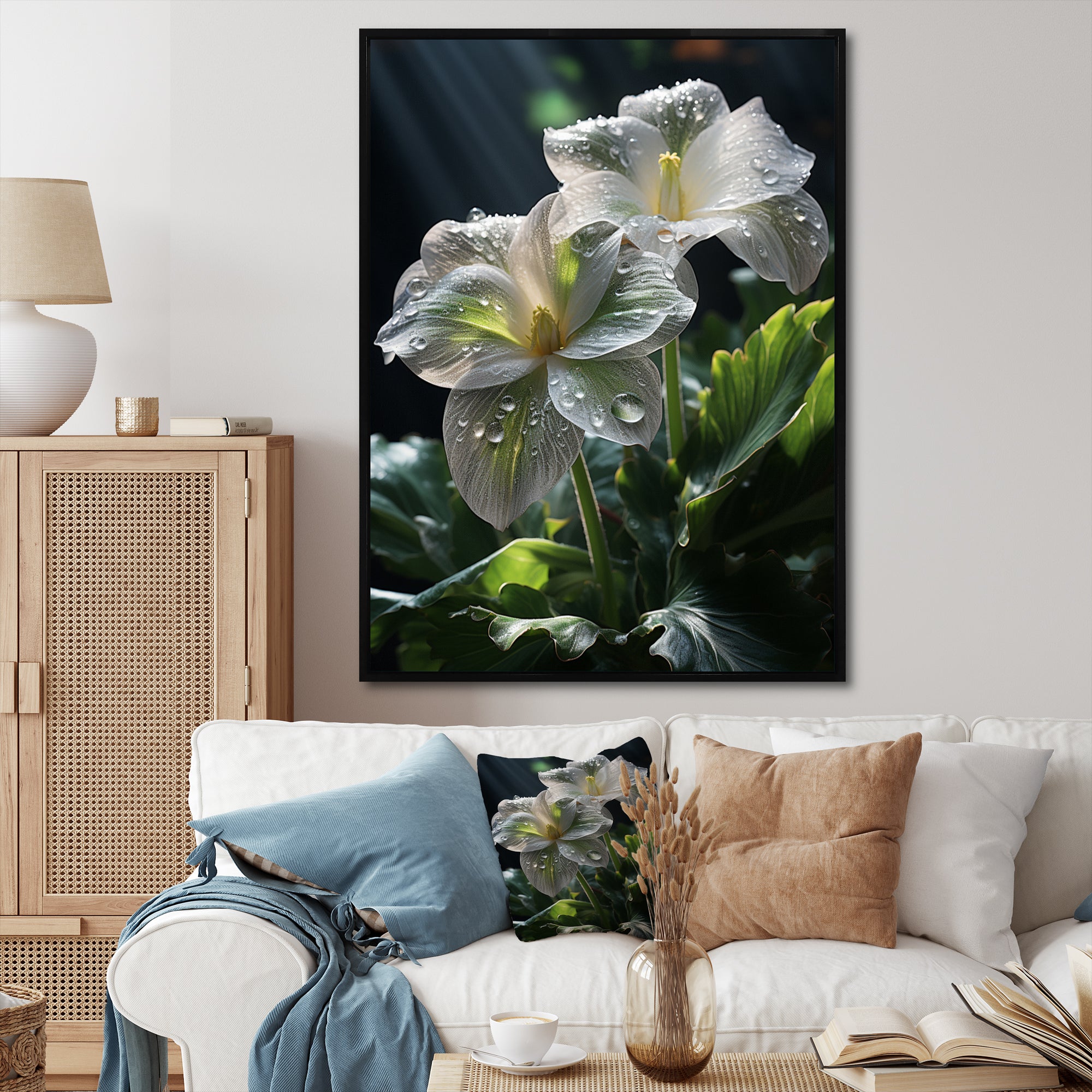 White Green Butterfly Portrait Vibrant - Butterfly Canvas Wall Art