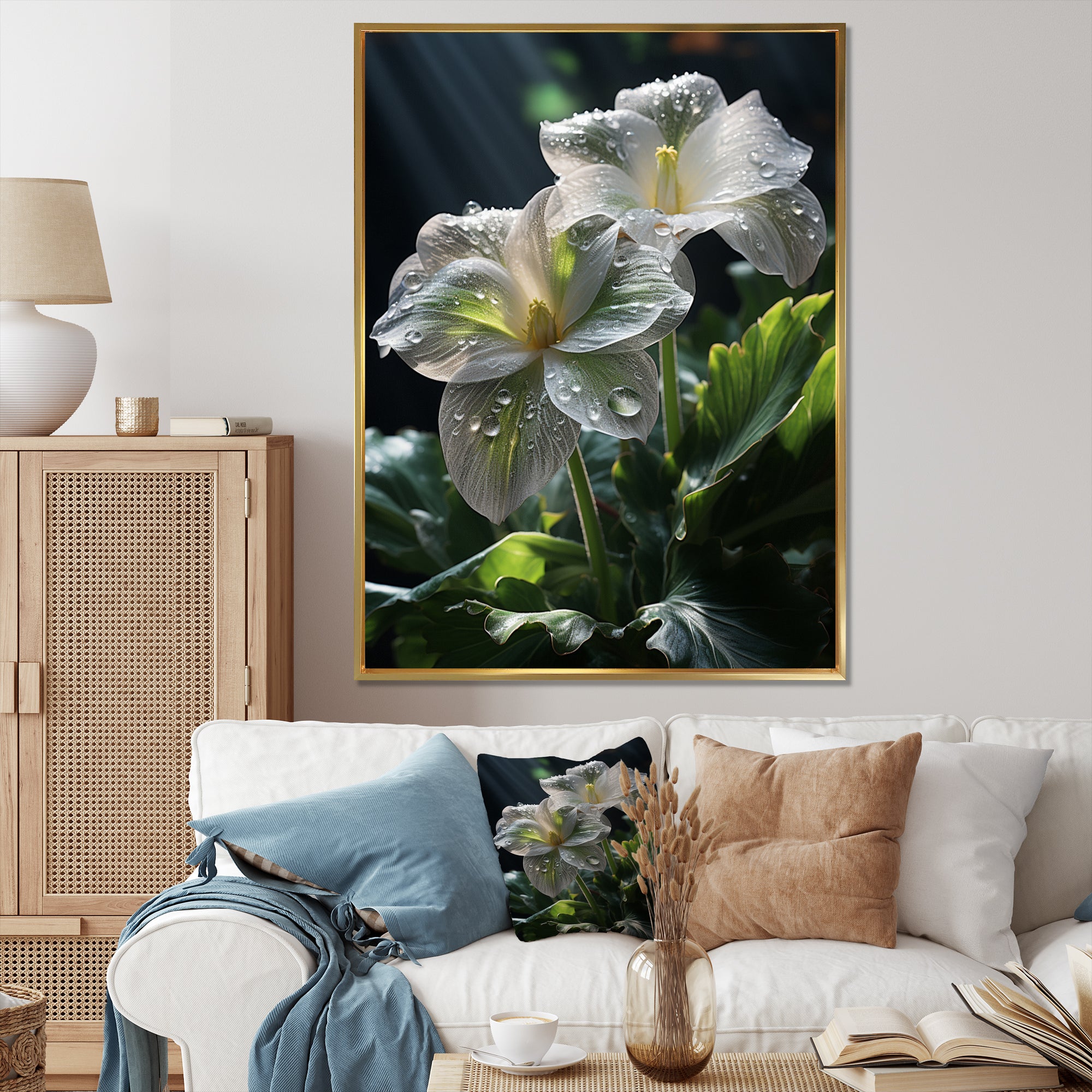 White Green Butterfly Portrait Vibrant - Butterfly Canvas Wall Art