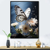 White Butterfly Portrait Vibrant - Butterfly Canvas Wall Art