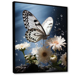 White Butterfly Portrait Vibrant - Butterfly Canvas Wall Art