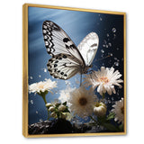 White Butterfly Portrait Vibrant - Butterfly Canvas Wall Art