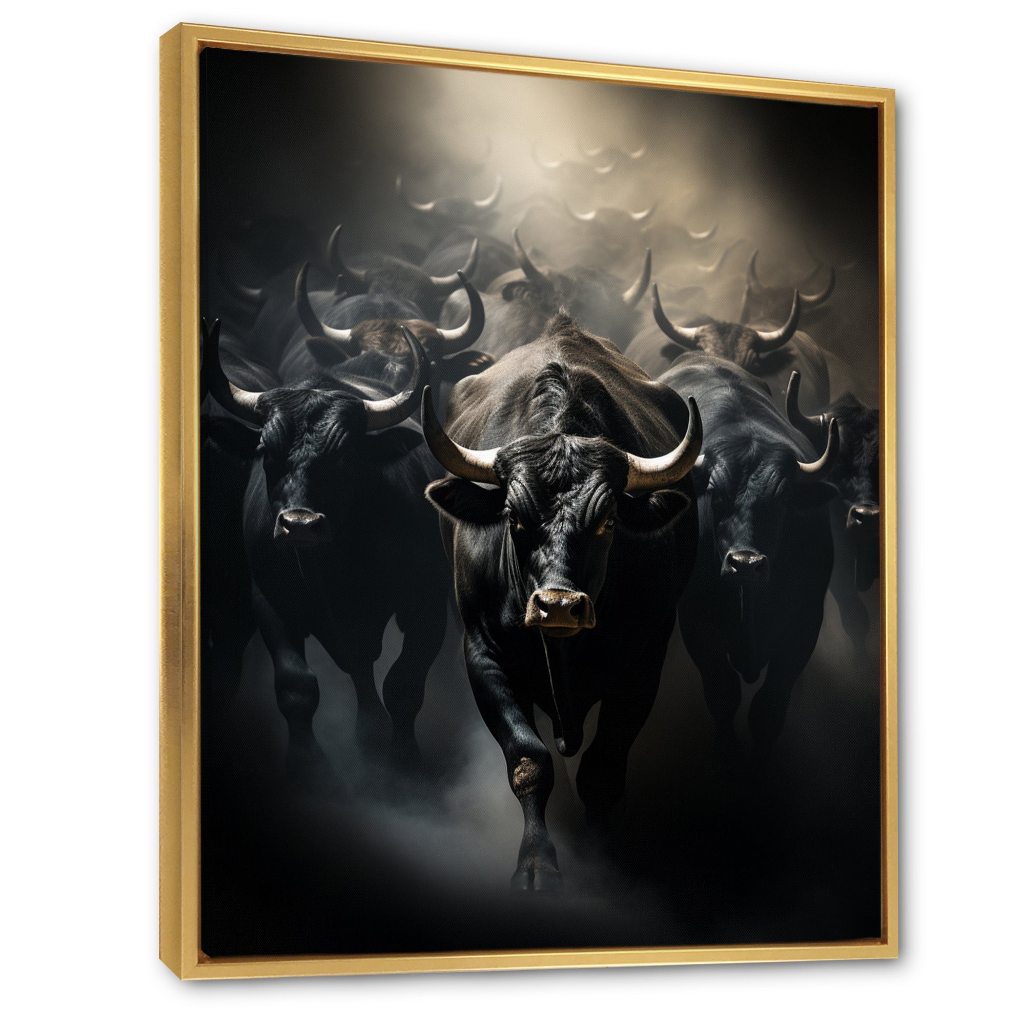 Cattle Harmony In Monochrome - Black Cattle Wall Art