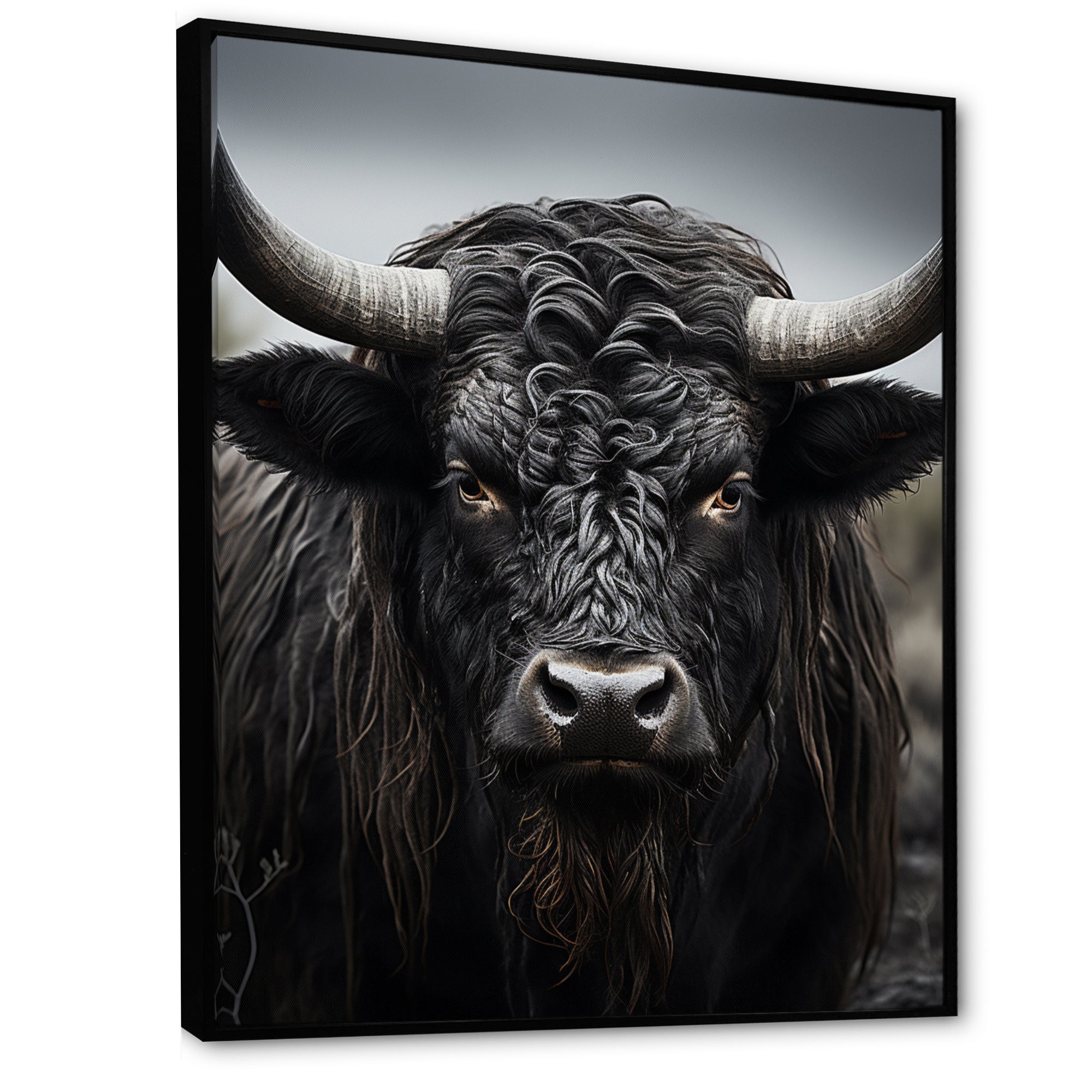 Cattle Majestic Horns - Cattle Framed Canvas Art