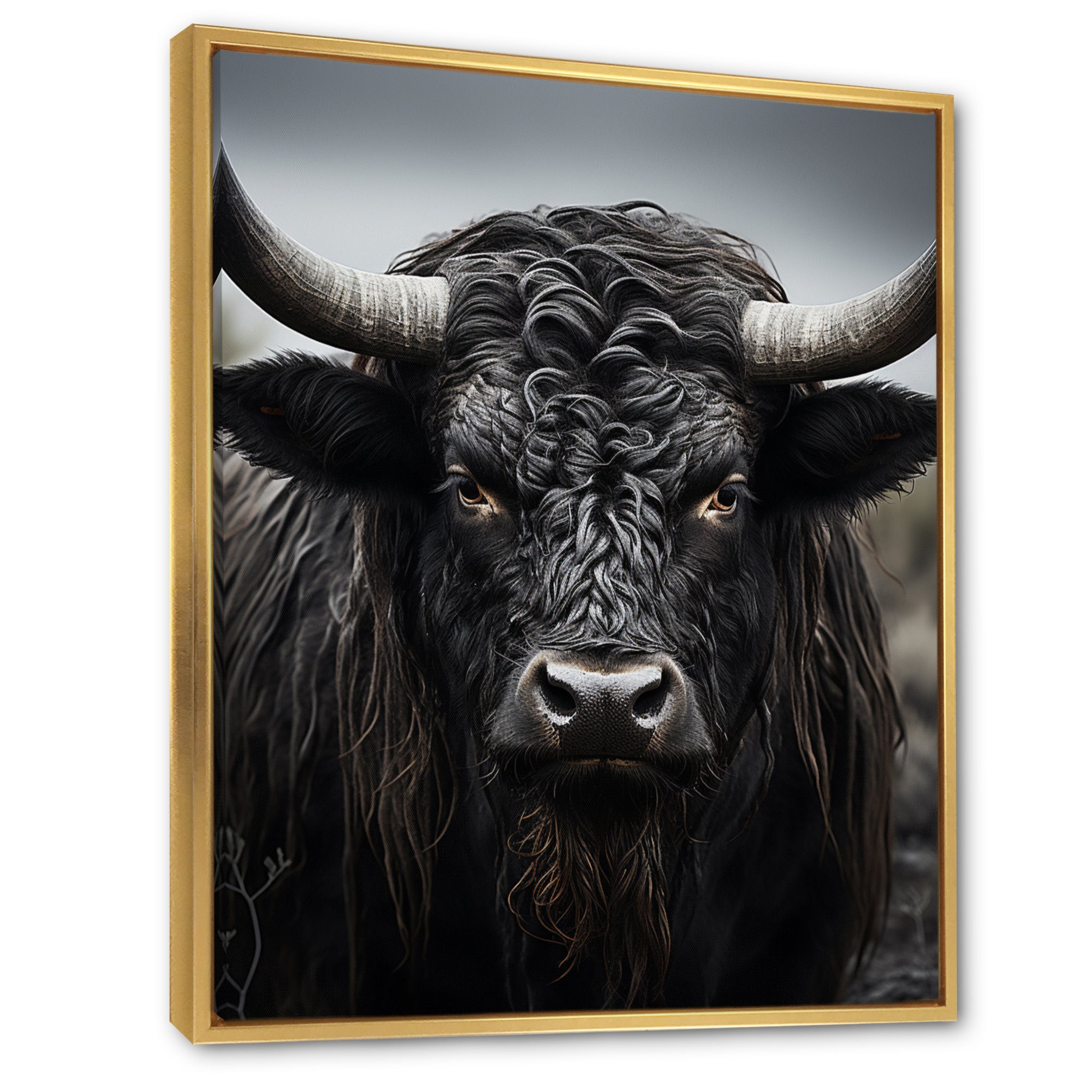 Cattle Majestic Horns - Cattle Framed Canvas Art