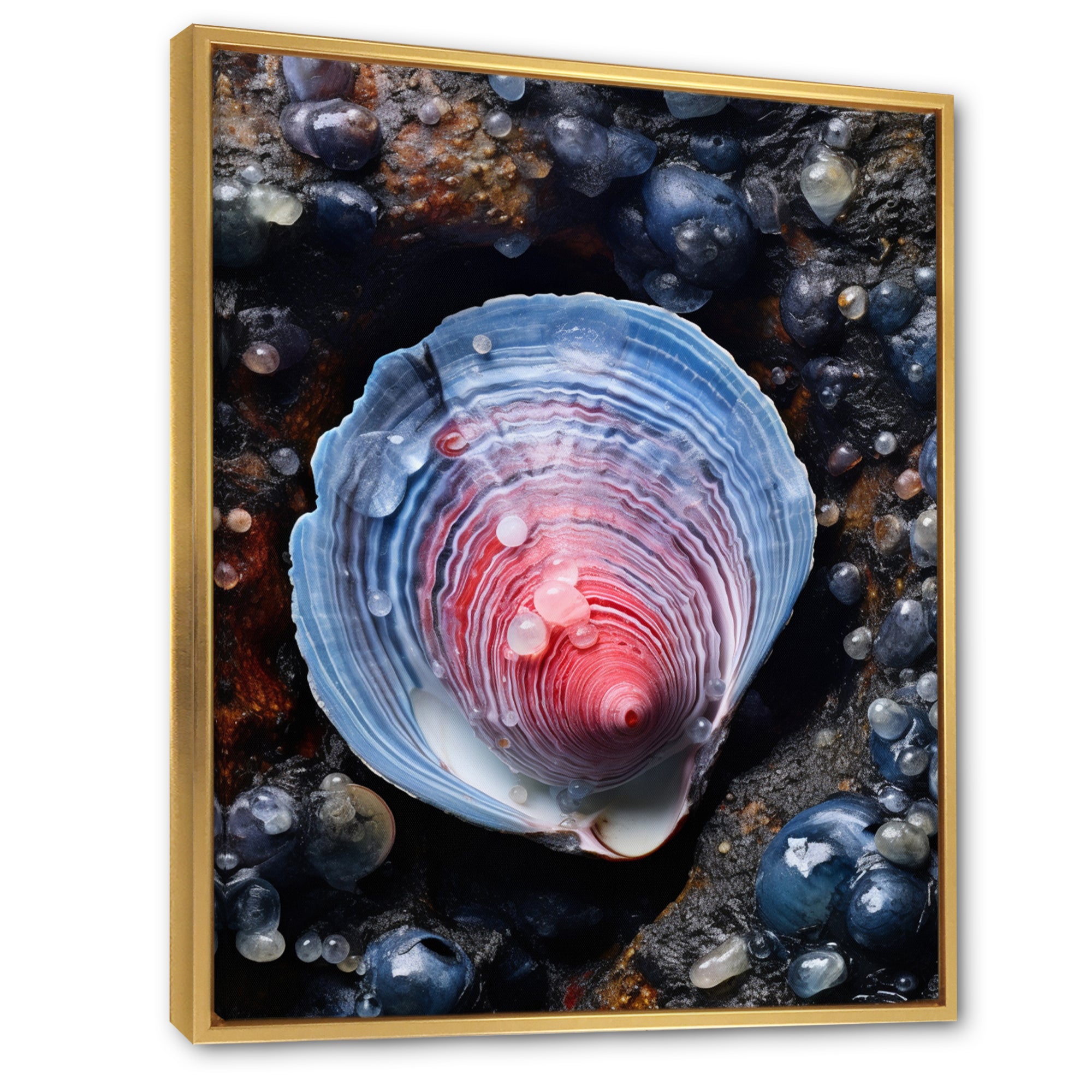 Blue Clam Dappled Depths - Clam Living Room Wall Art