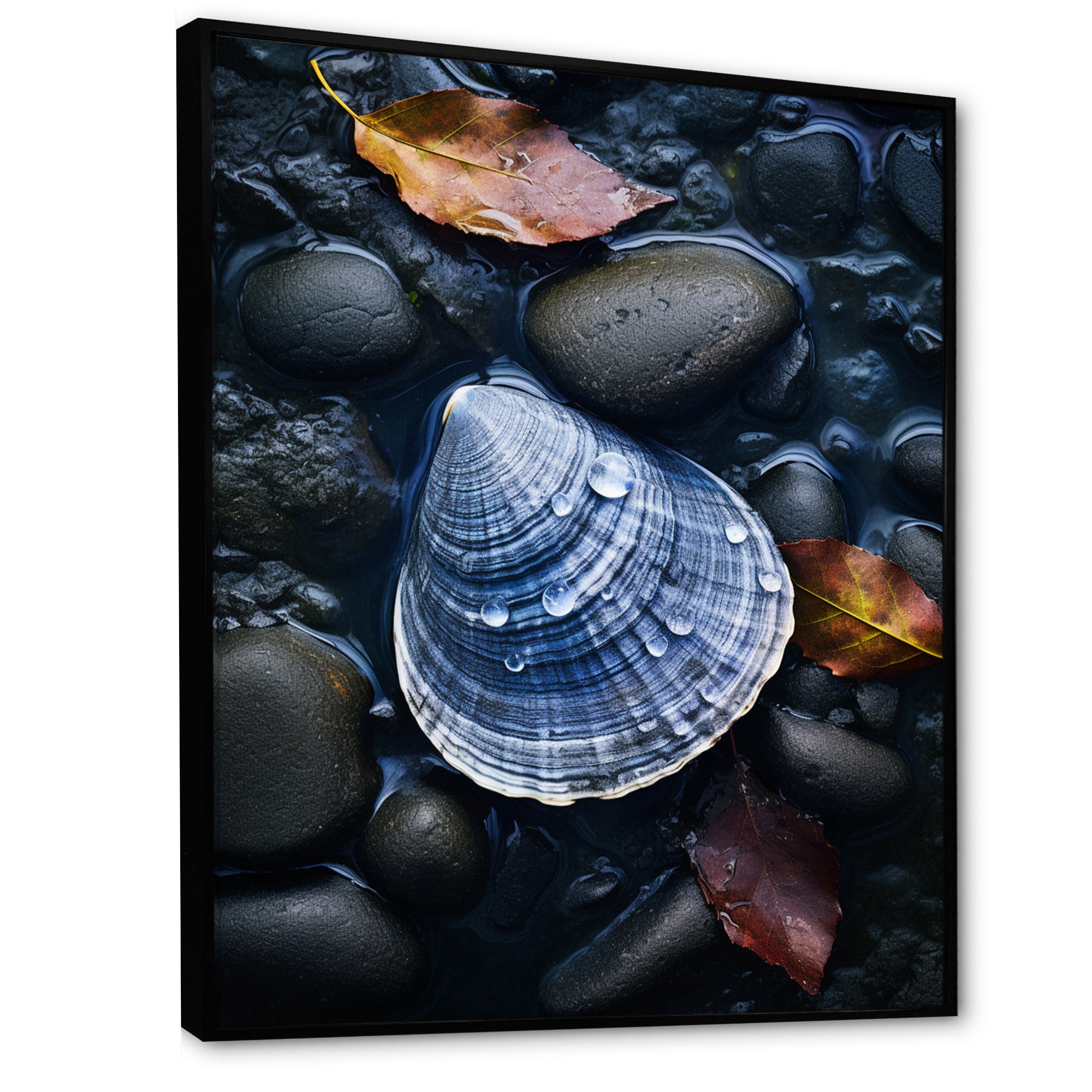 Grey Clam Dappled Depths - Clam Bedroom Wall Art