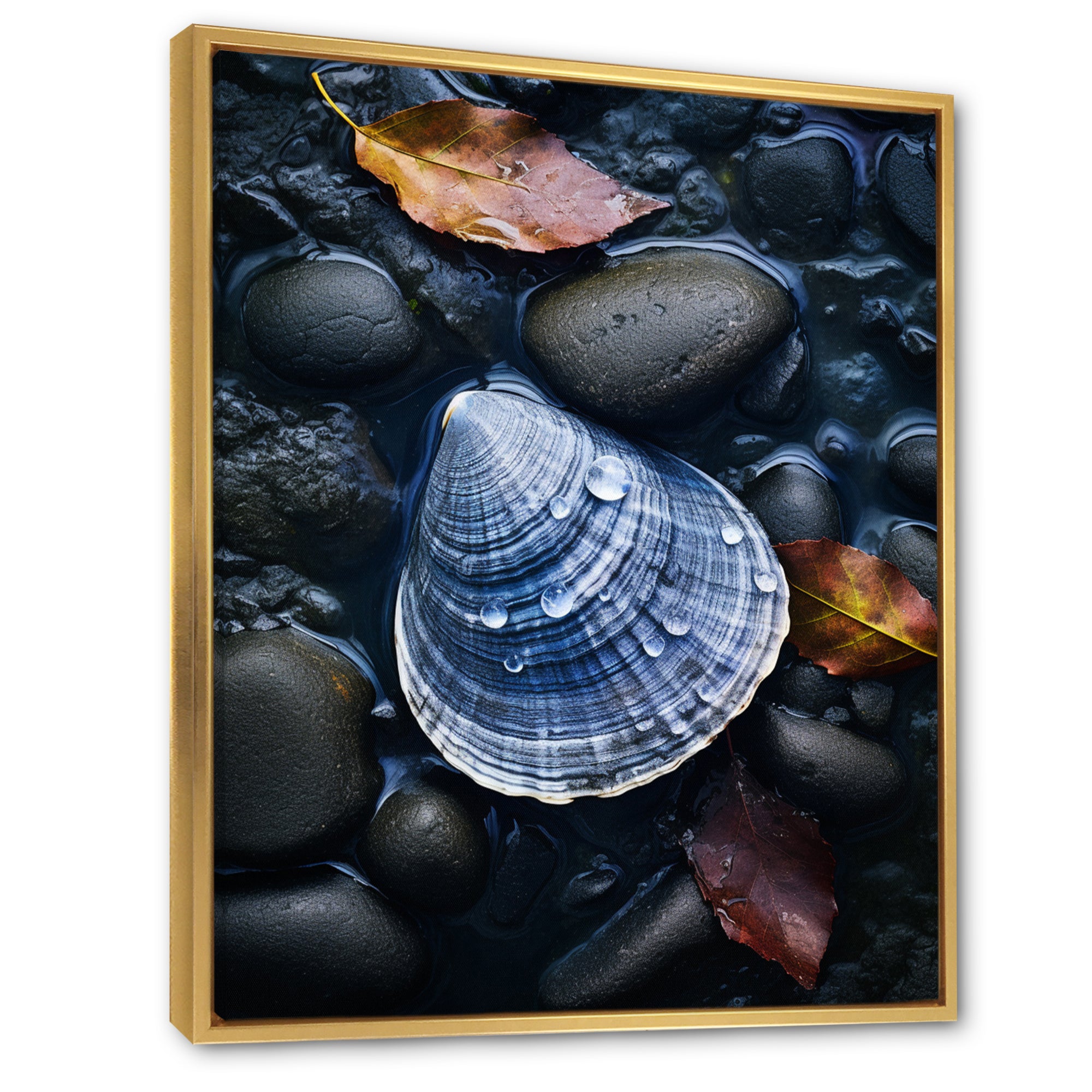 Grey Clam Dappled Depths - Clam Bedroom Wall Art