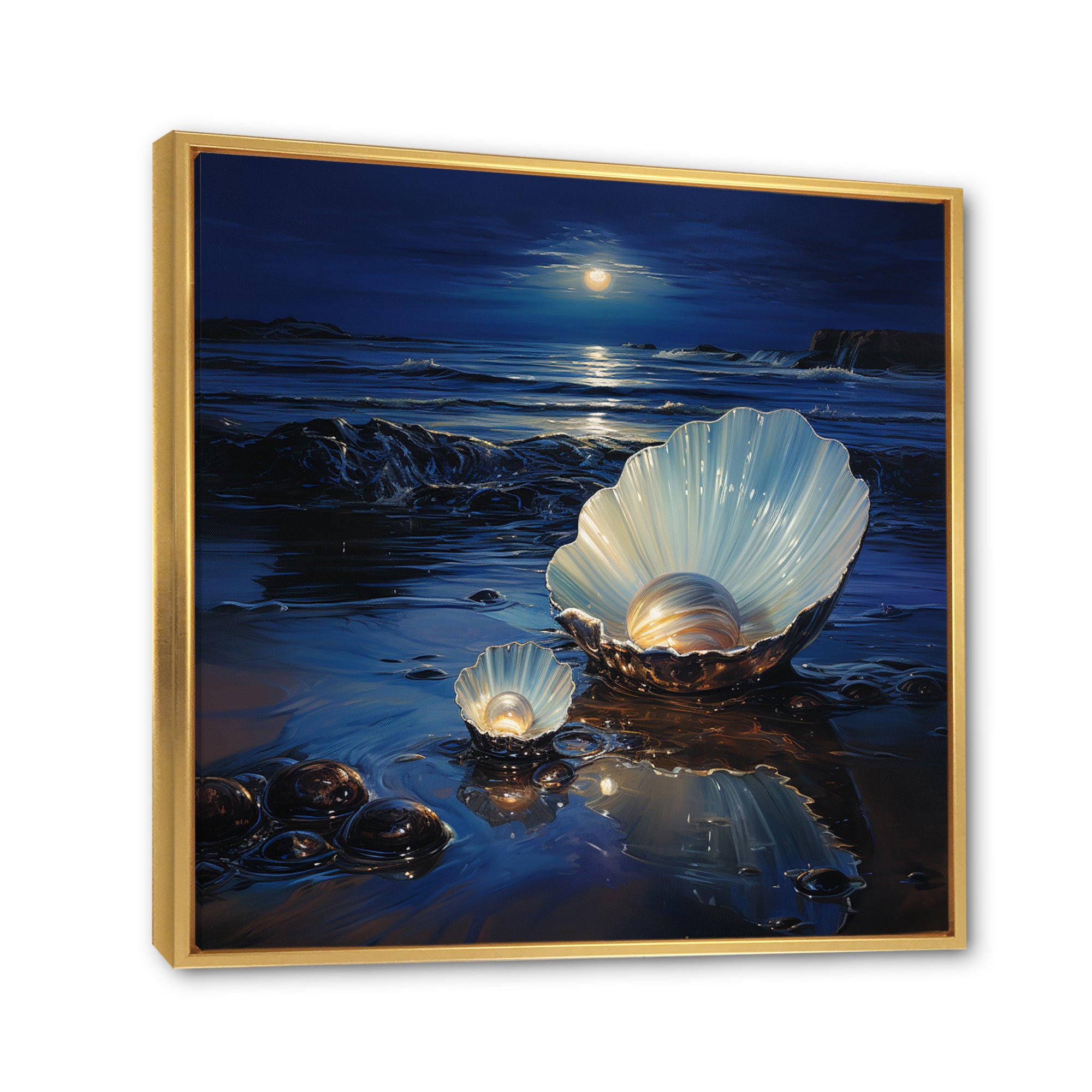 White Clam Midnight Elegance - Clam Canvas Wall Art