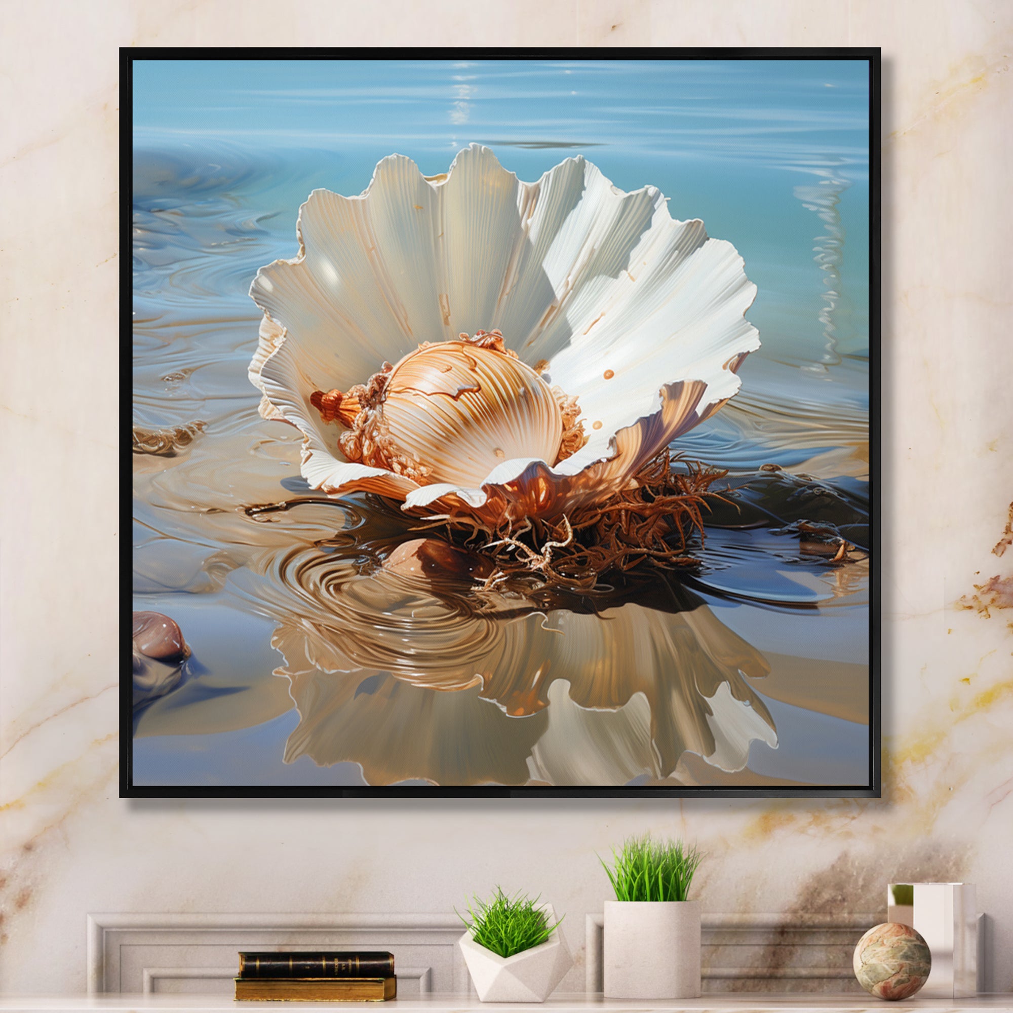 White Clam Ocean Whispers - Clam Wall Art Prints