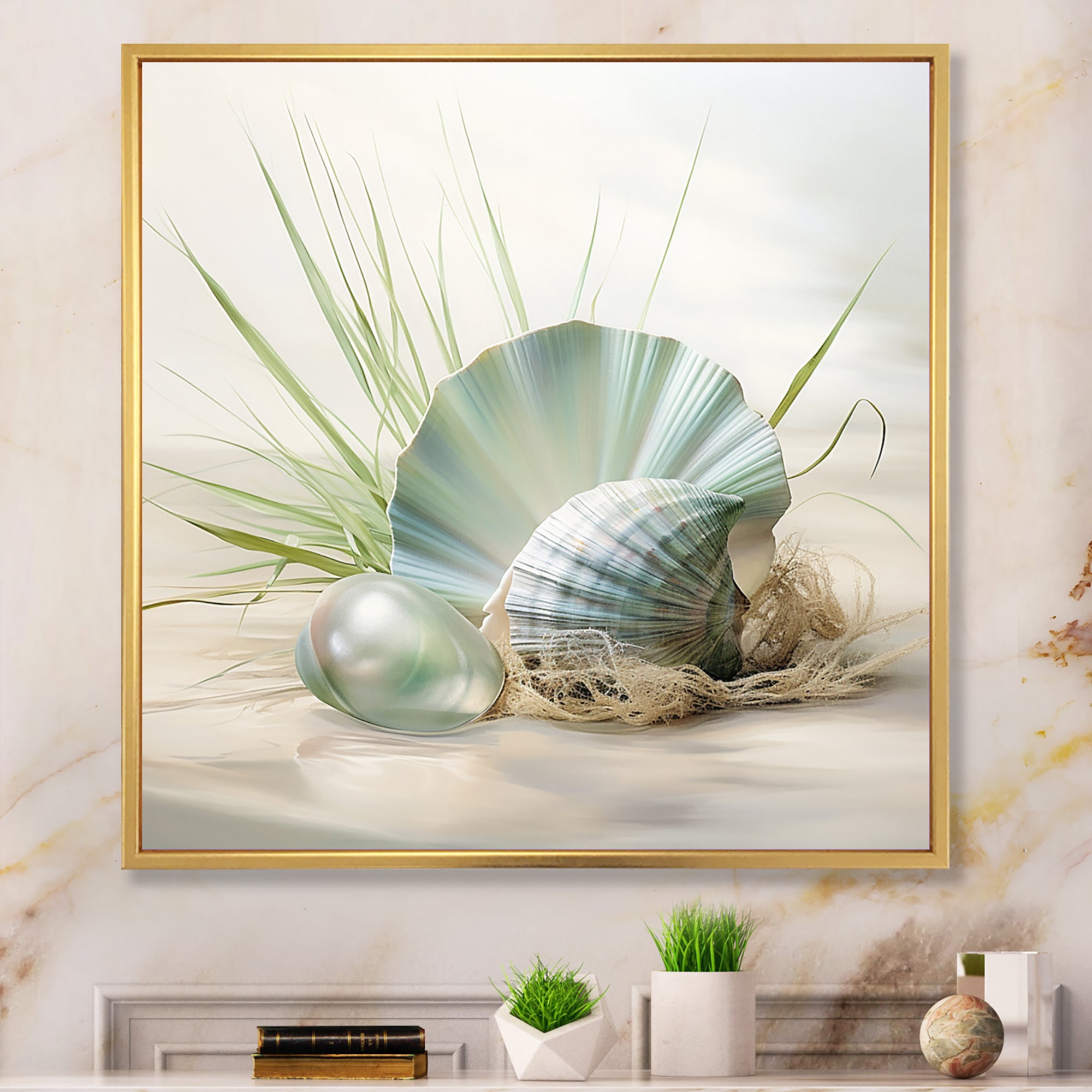Clam Underwater Serenity - Clam Canvas Wall Art