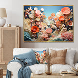 Coral Vibrant Reef Geometric - Coral Large Canvas Wall Art