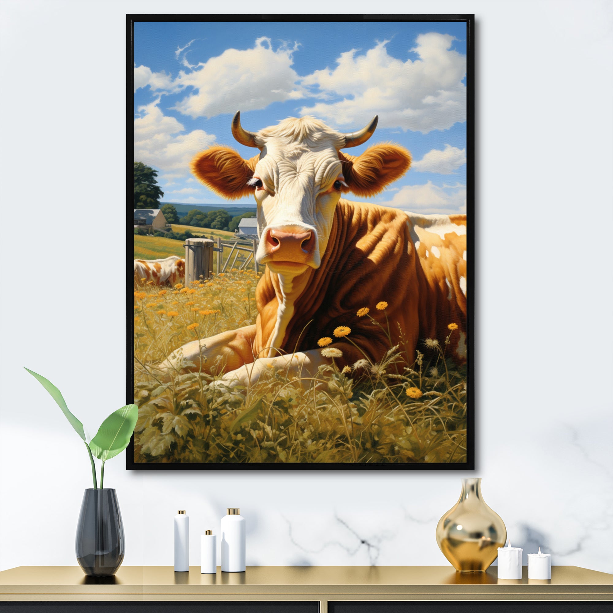 Cow Contentment - Cow Canvas Wall Art