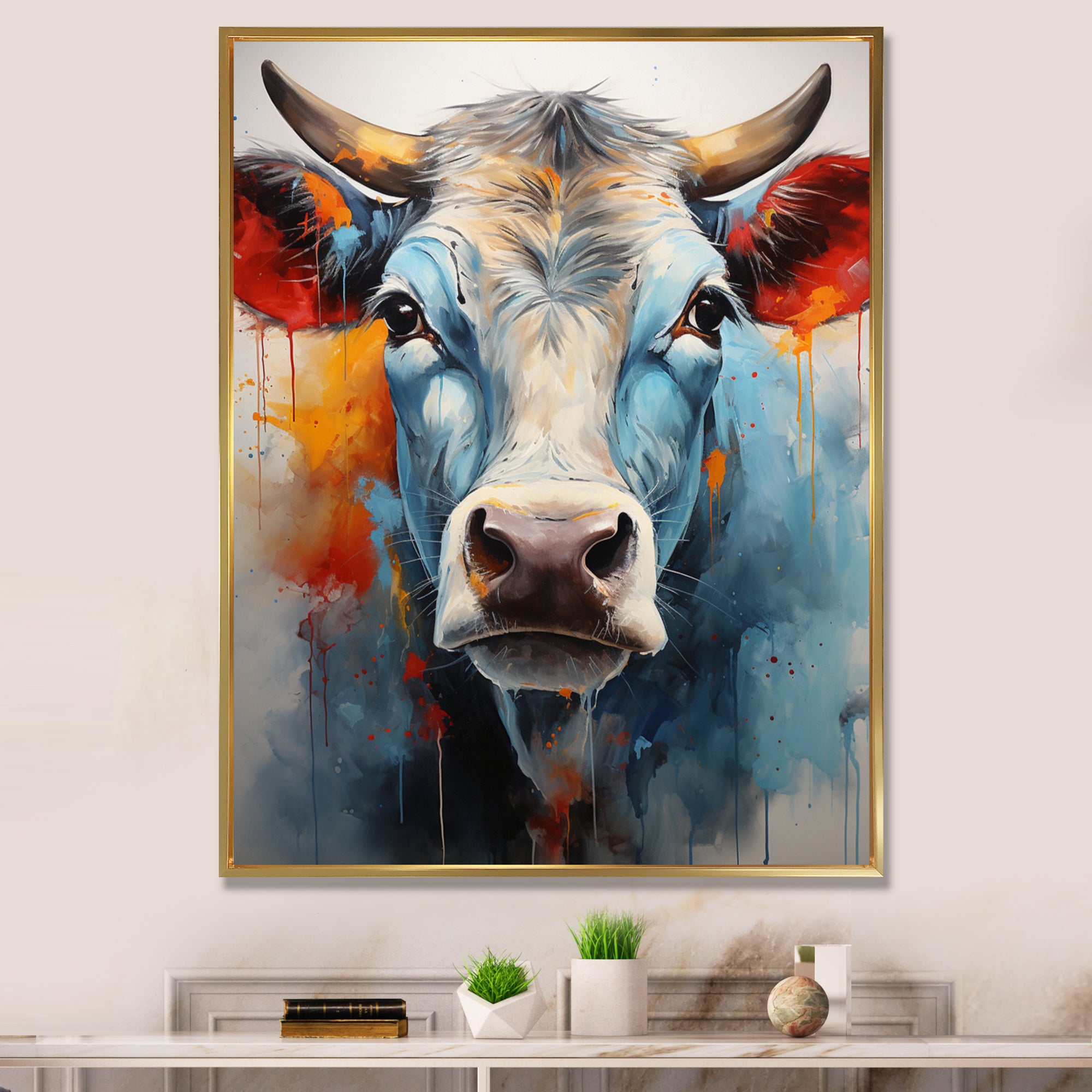 Cow Wisdom - Orange Cow Wall Art