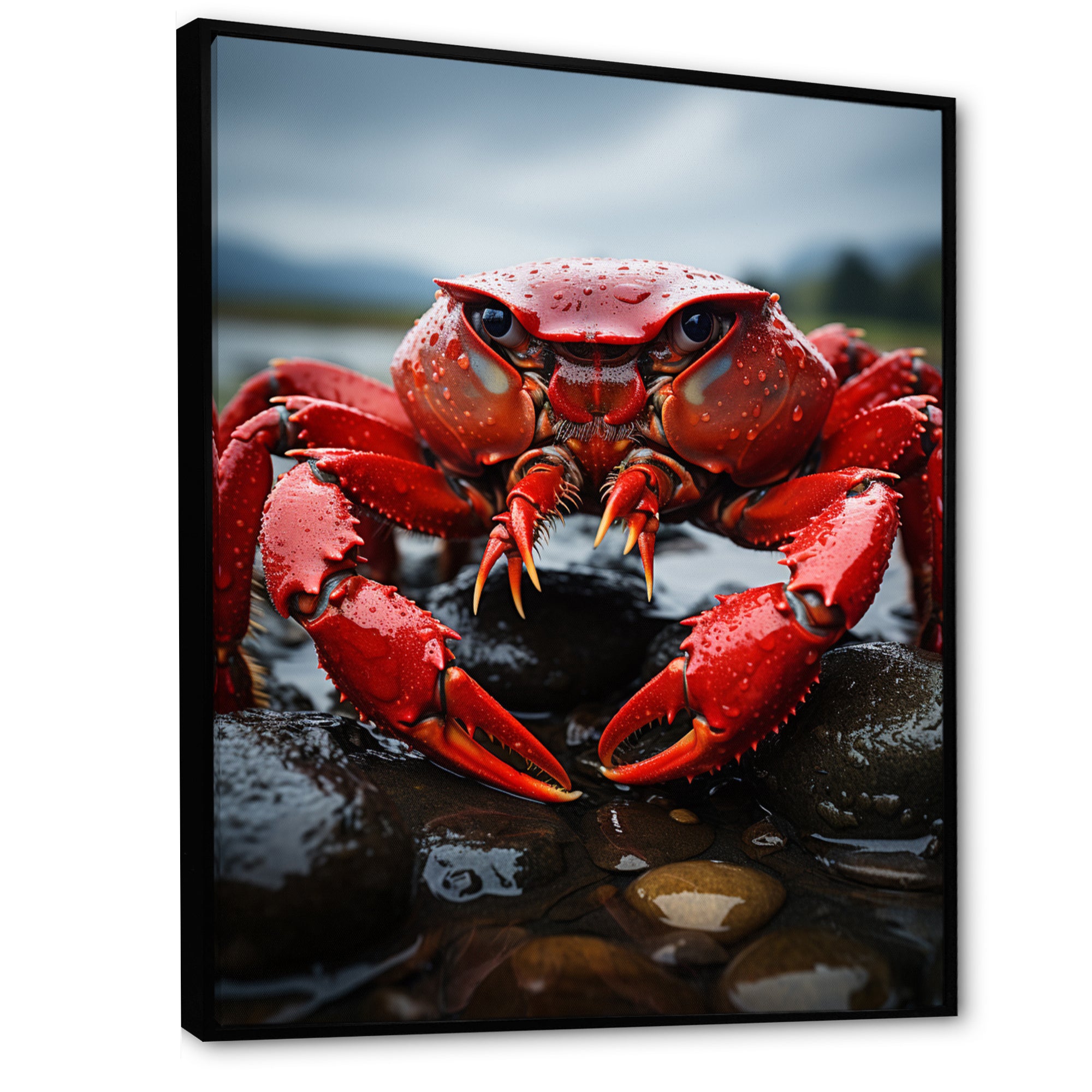 Vibrant Crayfish Portrait - Crayfish Framed Canvas Art