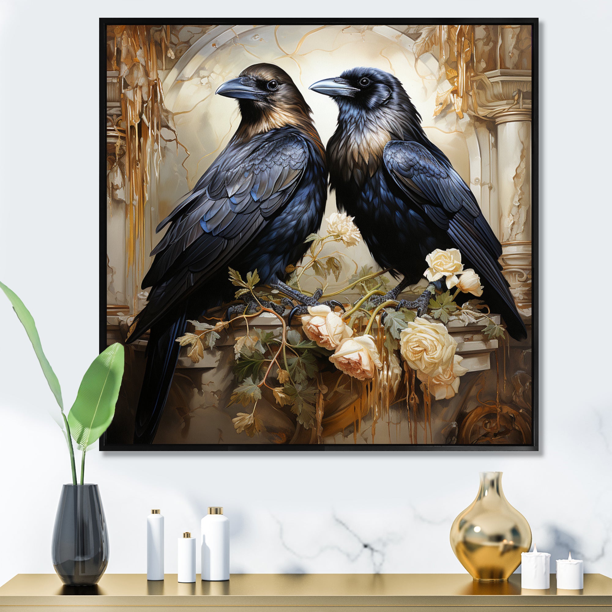 Crow Golden Elegance - Crow Wall Decor