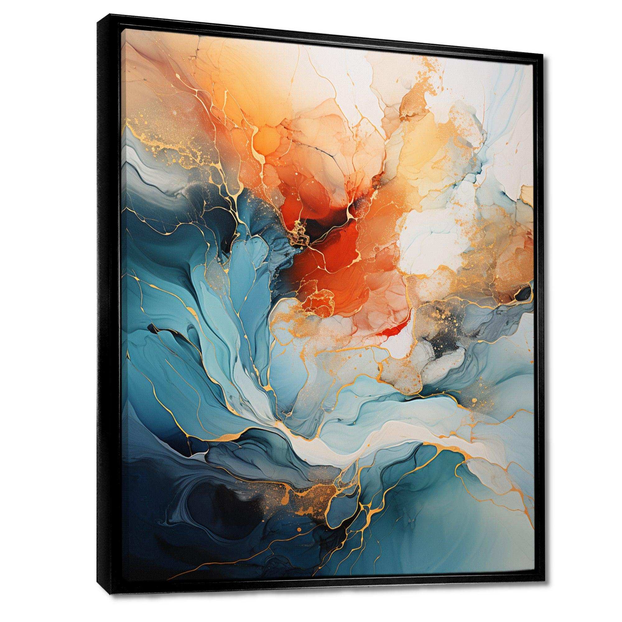 Teal Orange Bold Abstract Flow Collage II - Abstract Canvas Wall Art