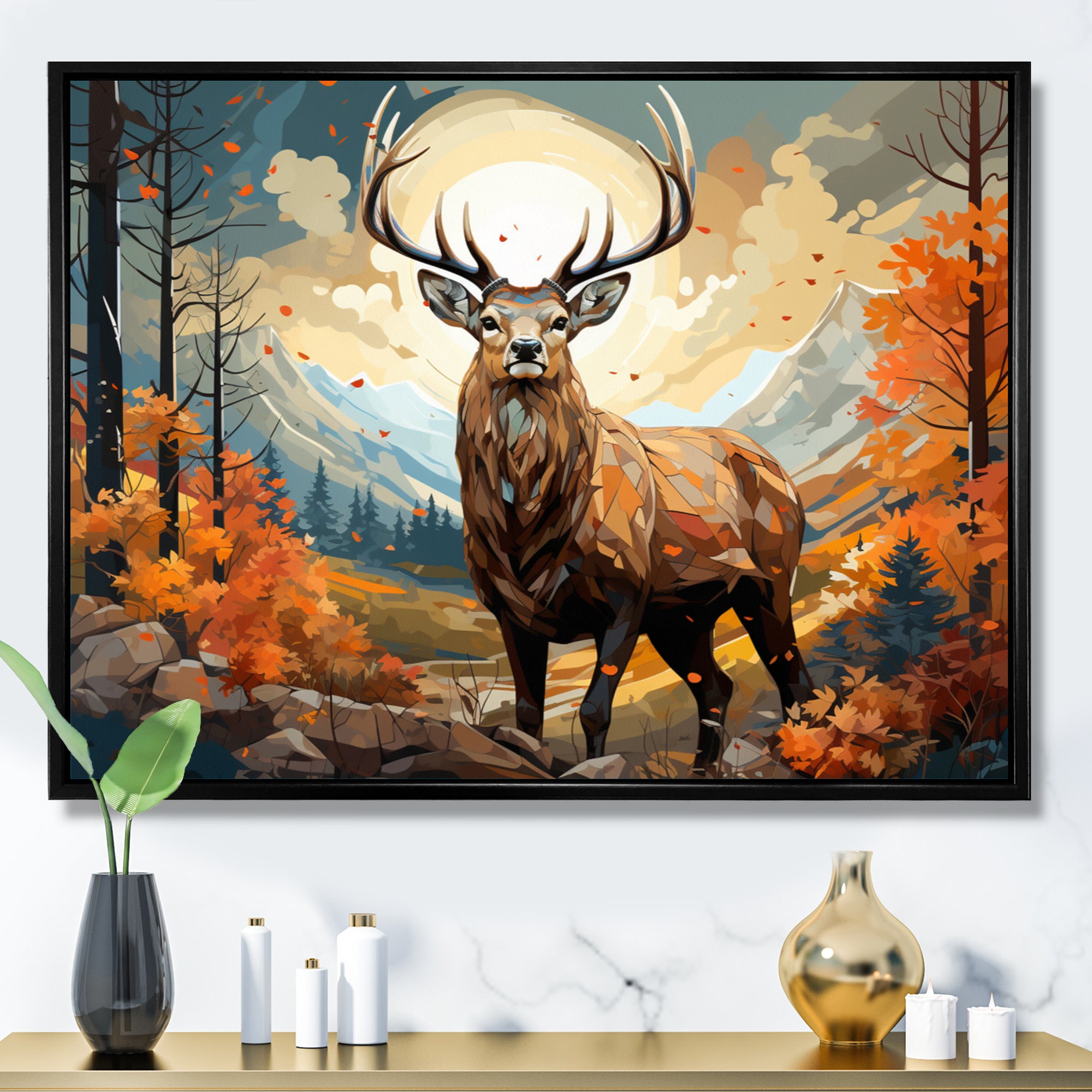 Deer Abstracted Forest - Deer Wall Art Prints