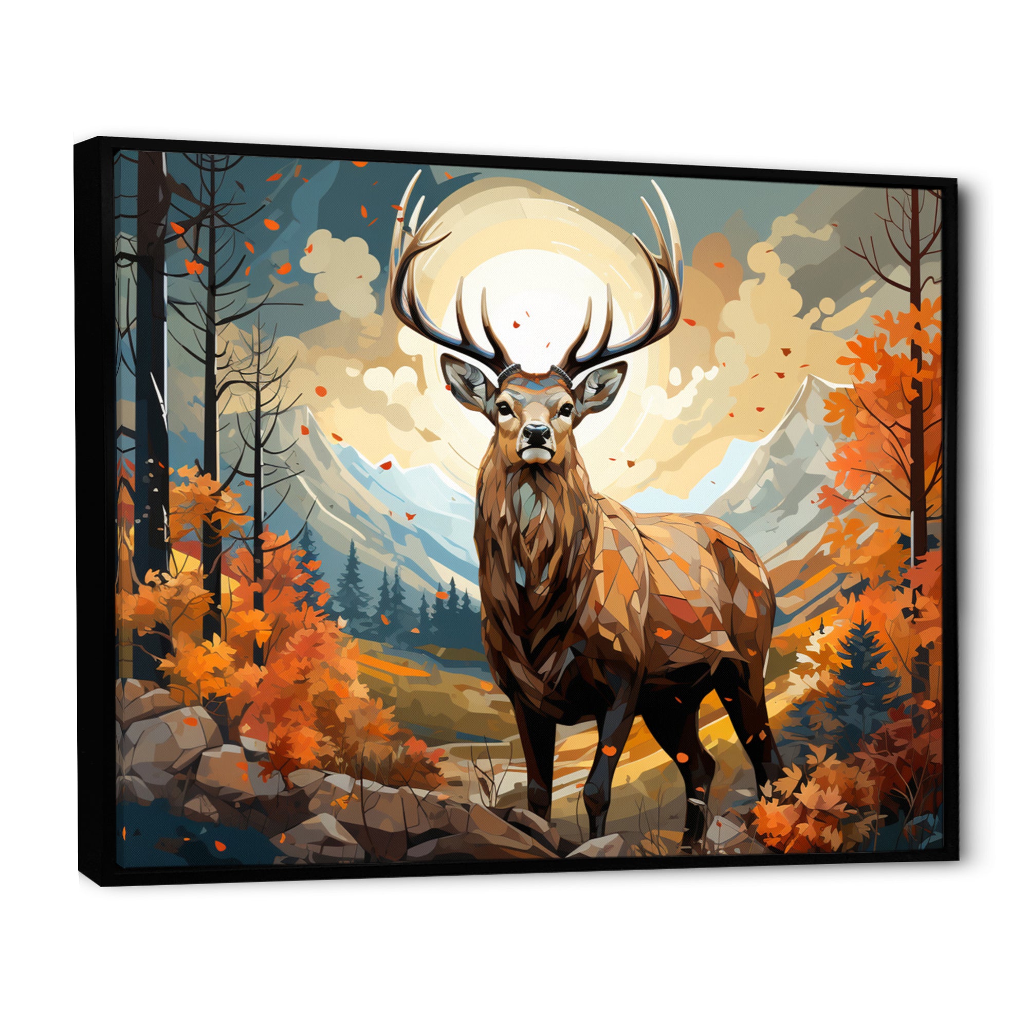 Deer Abstracted Forest - Deer Wall Art Prints