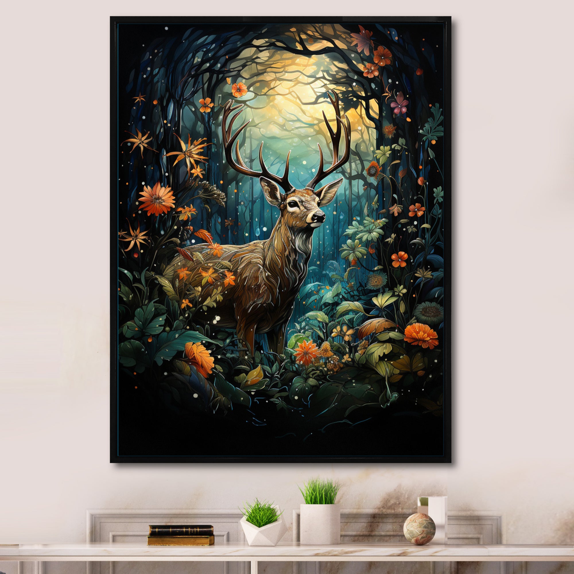 Deer Enchanted Encounter - Deer Canvas Wall Art