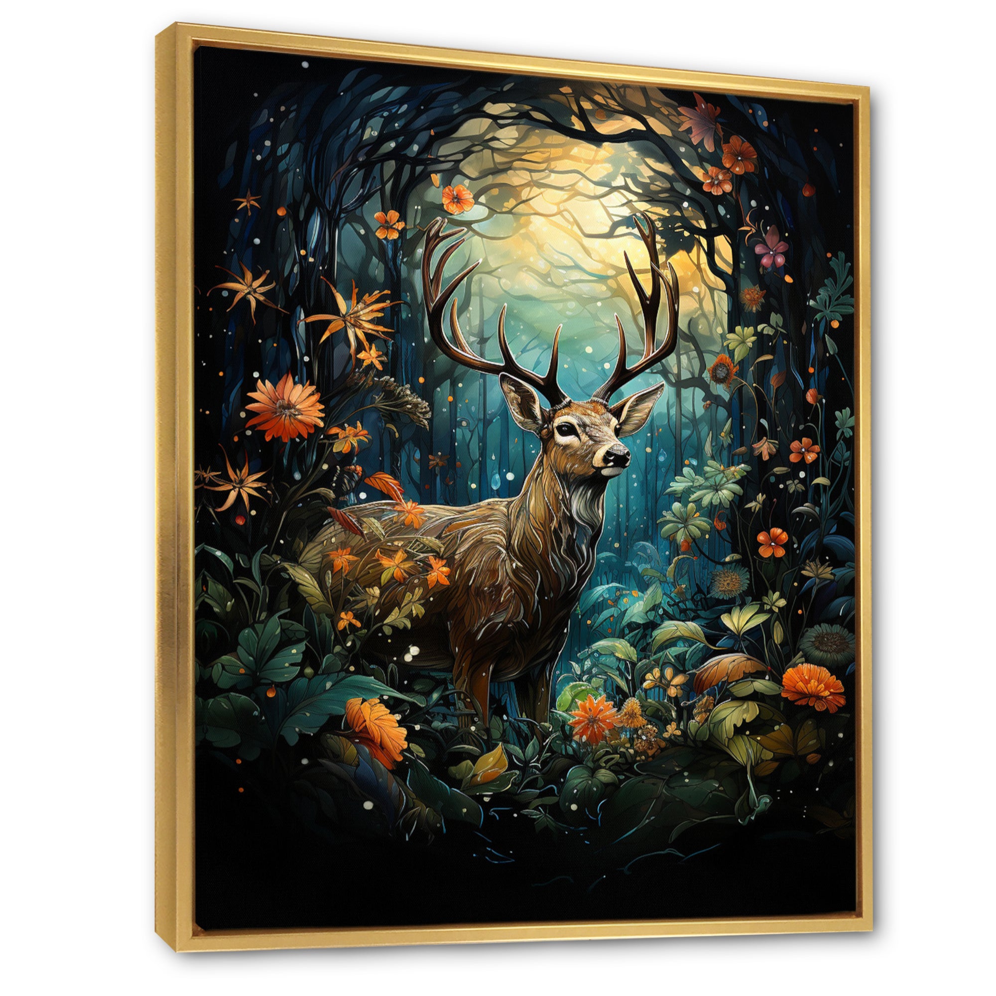 Deer Enchanted Encounter - Deer Canvas Wall Art