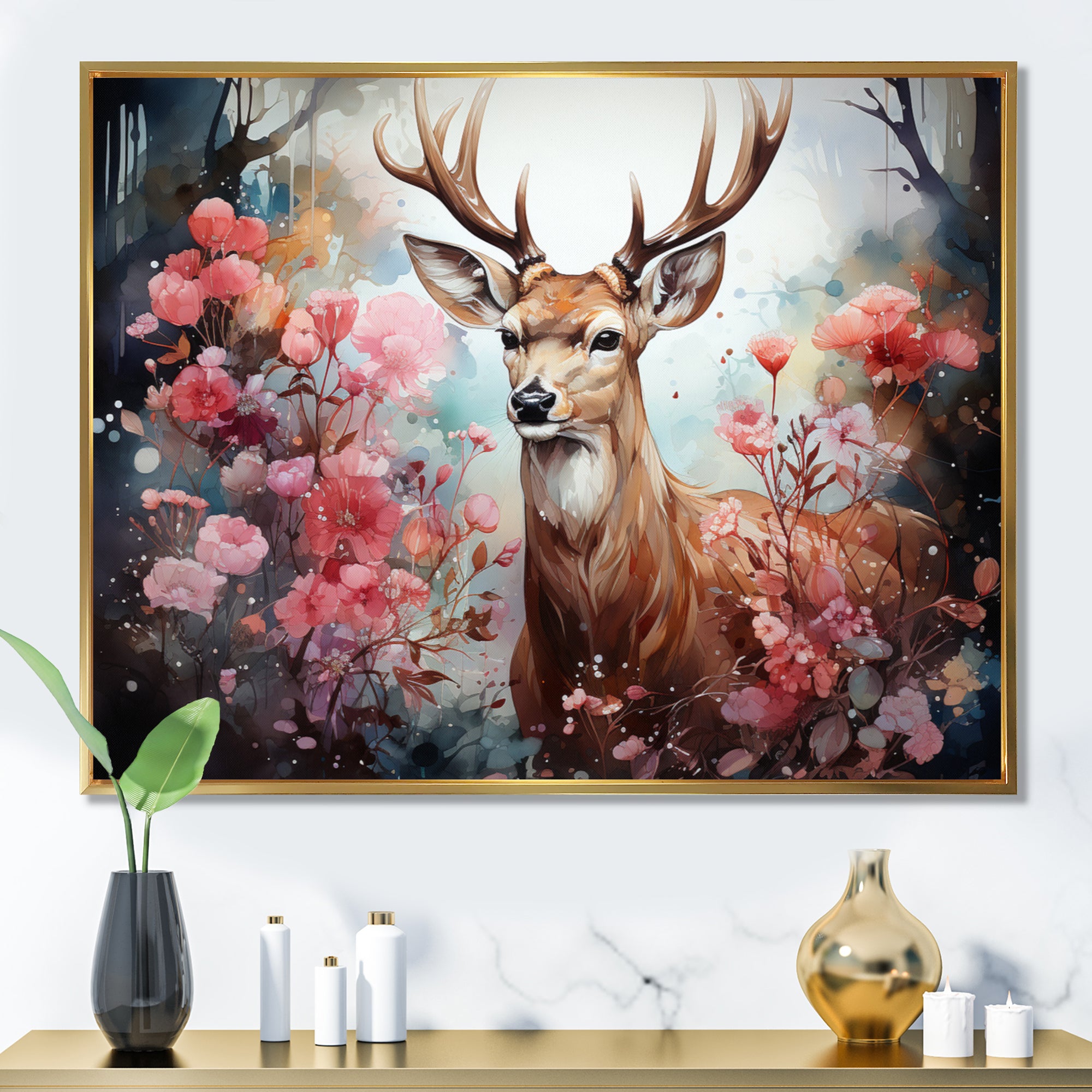 Deer Mystical Forest - Deer Living Room Wall Art