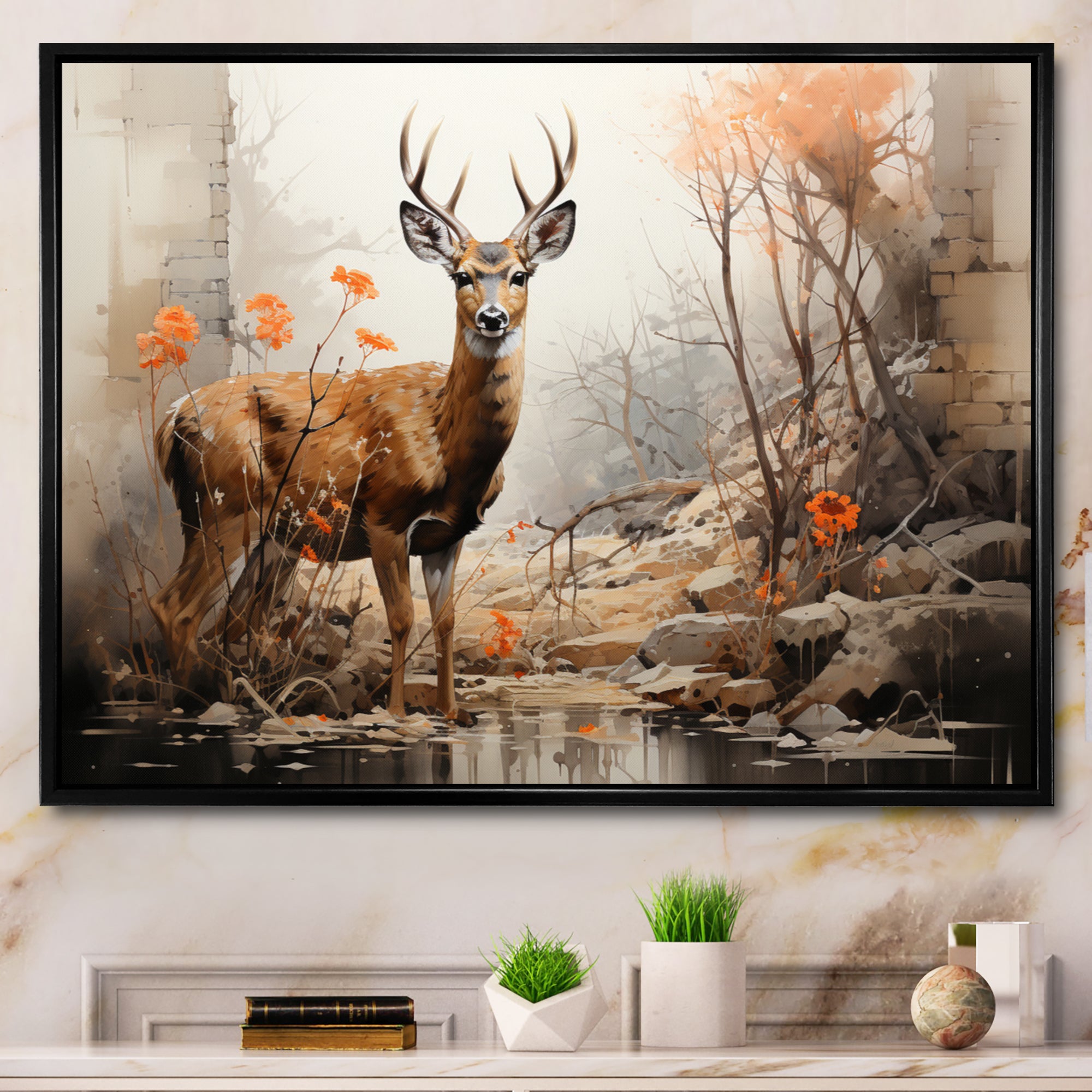 Deer Rustic Elegance - Deer Canvas Wall Art