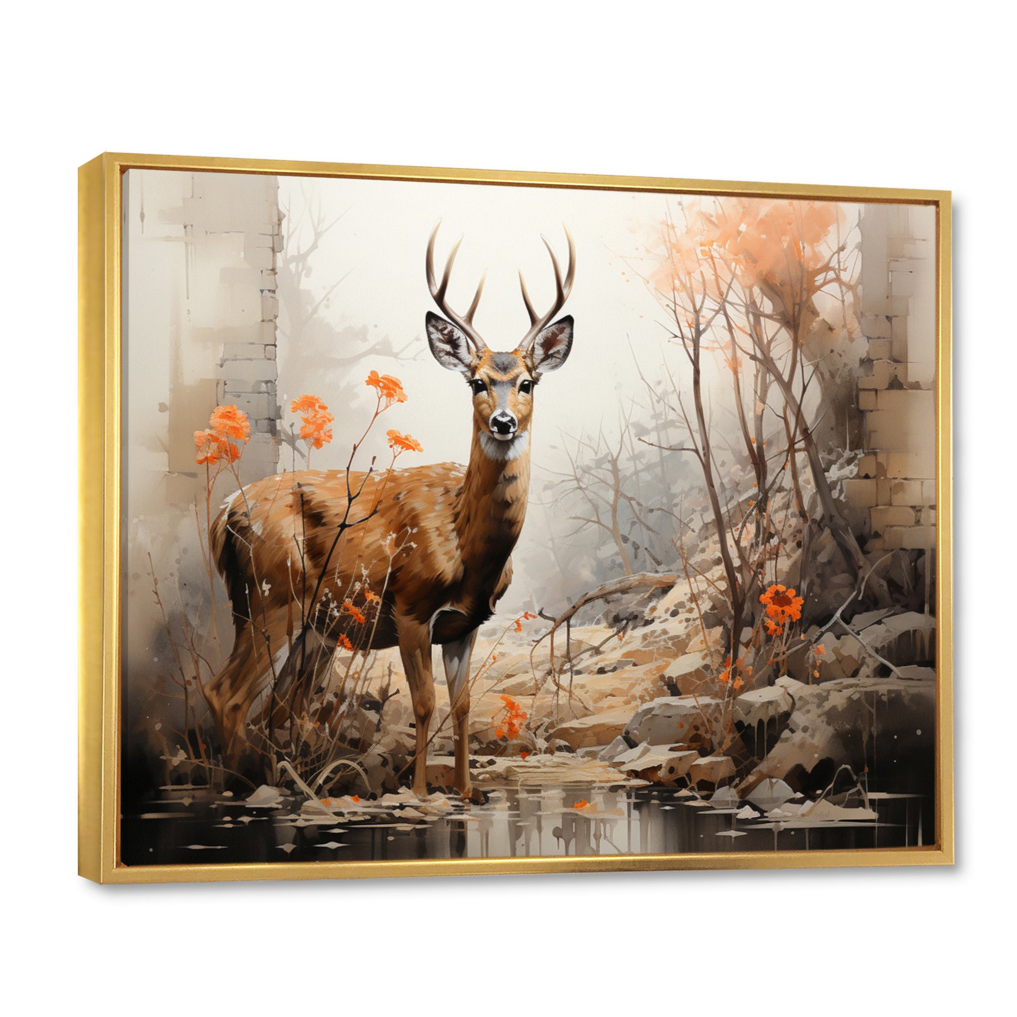 Deer Rustic Elegance - Deer Canvas Wall Art