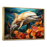 Dolphin Marine Symphony Geometric - Orange Dolphin Wall Art