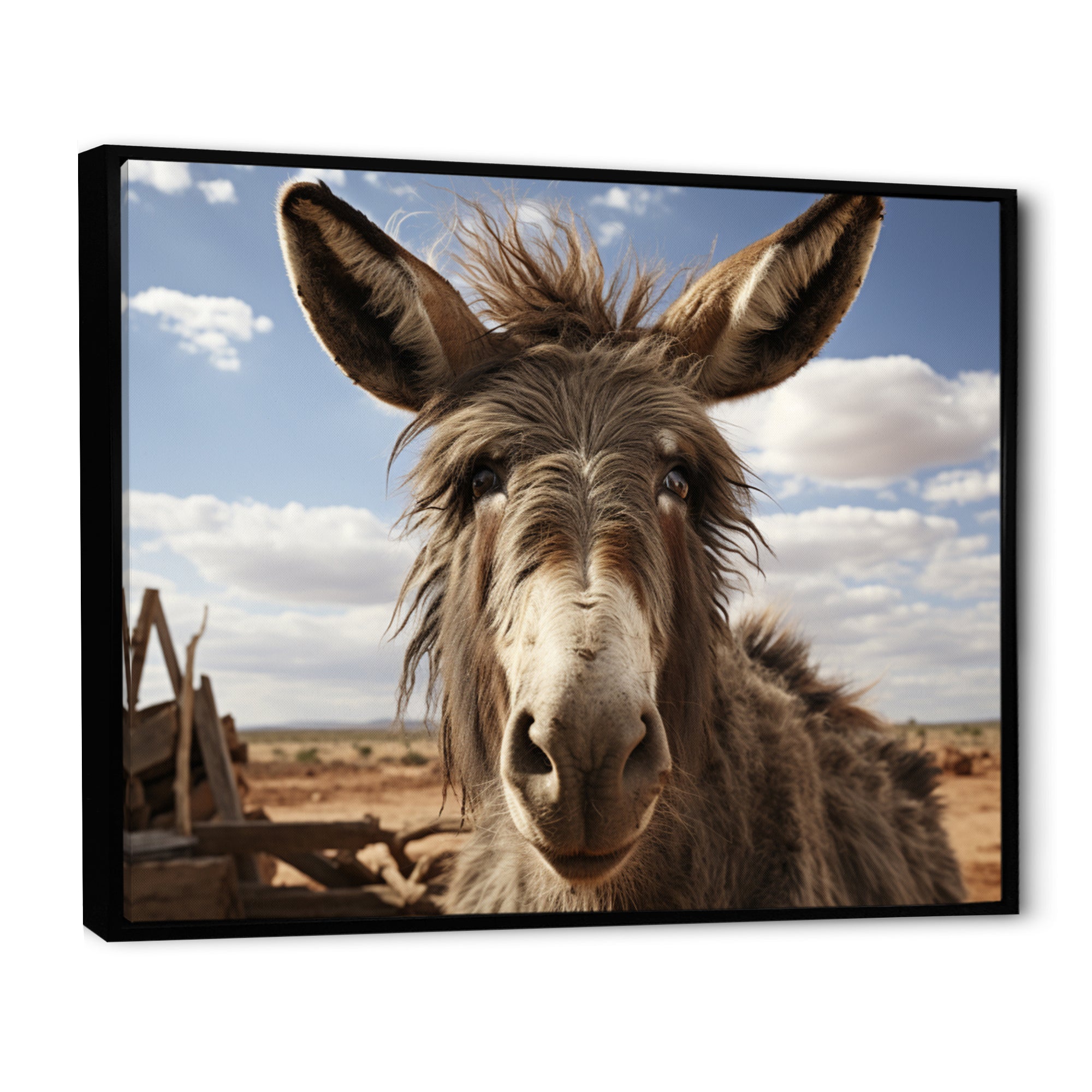 Grey Donkey Portrait - Donkey Canvas Wall Art