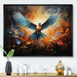 Teal Dove Winged Harmony Collage - Dove Framed Canvas Art