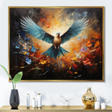Teal Dove Winged Harmony Collage - Dove Framed Canvas Art