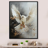 White Dove Winged Messenger - Dove Living Room Wall Art
