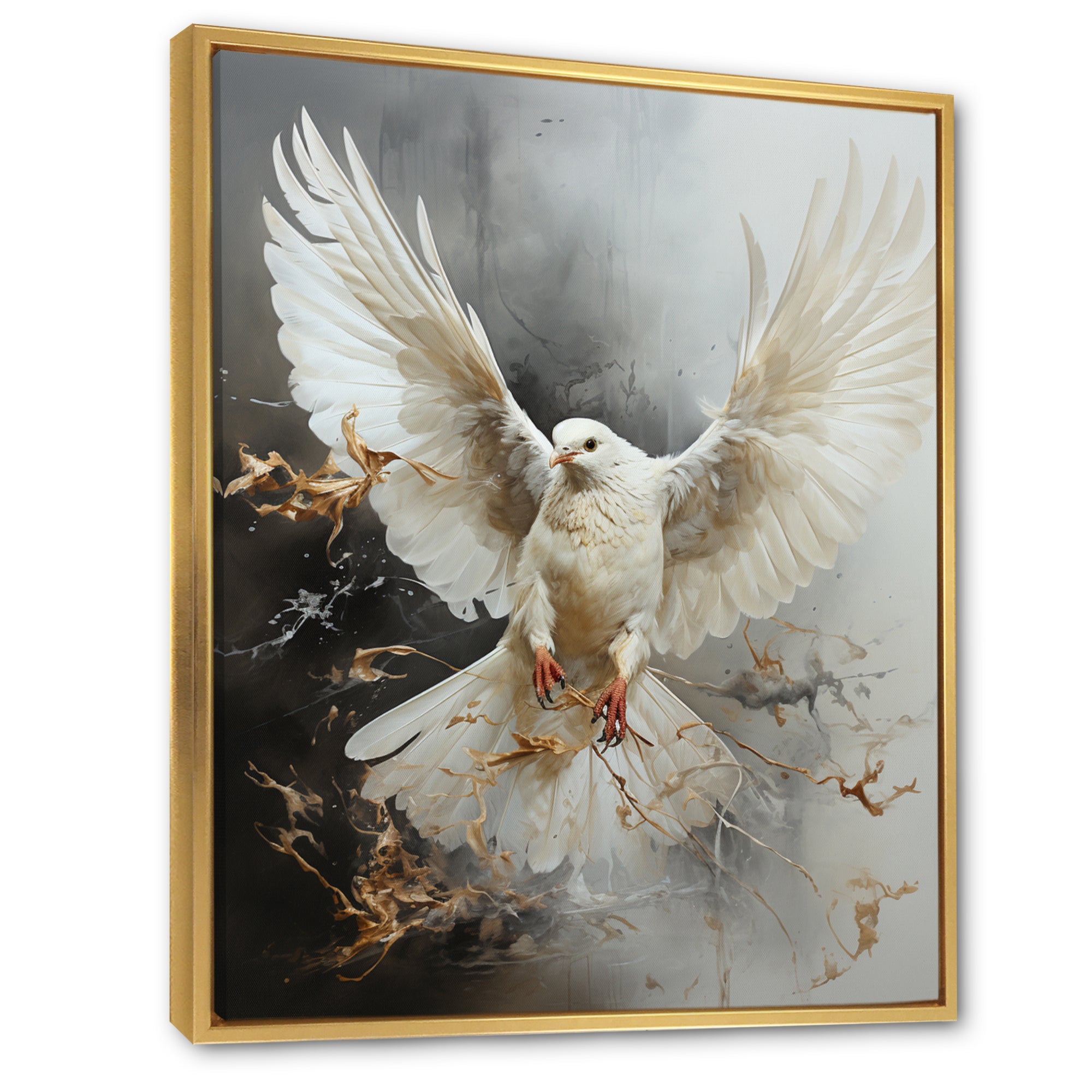 White Dove Winged Messenger - Dove Living Room Wall Art