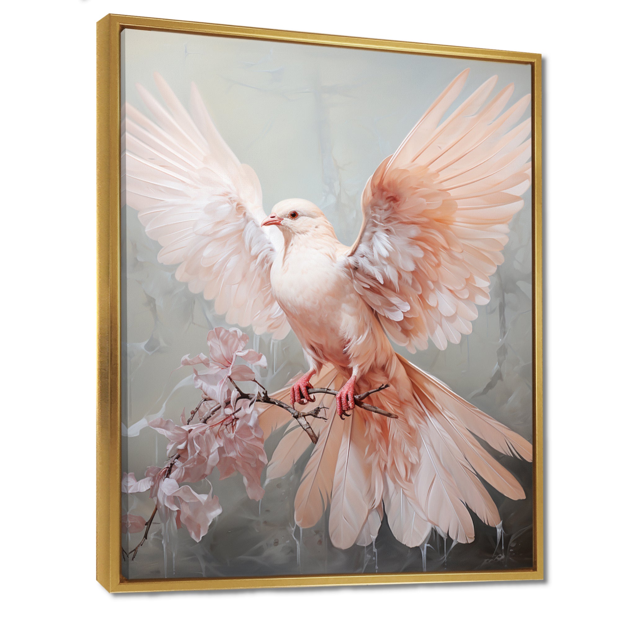 Pink Dove Winged Messenger - Dove Bedroom Wall Art