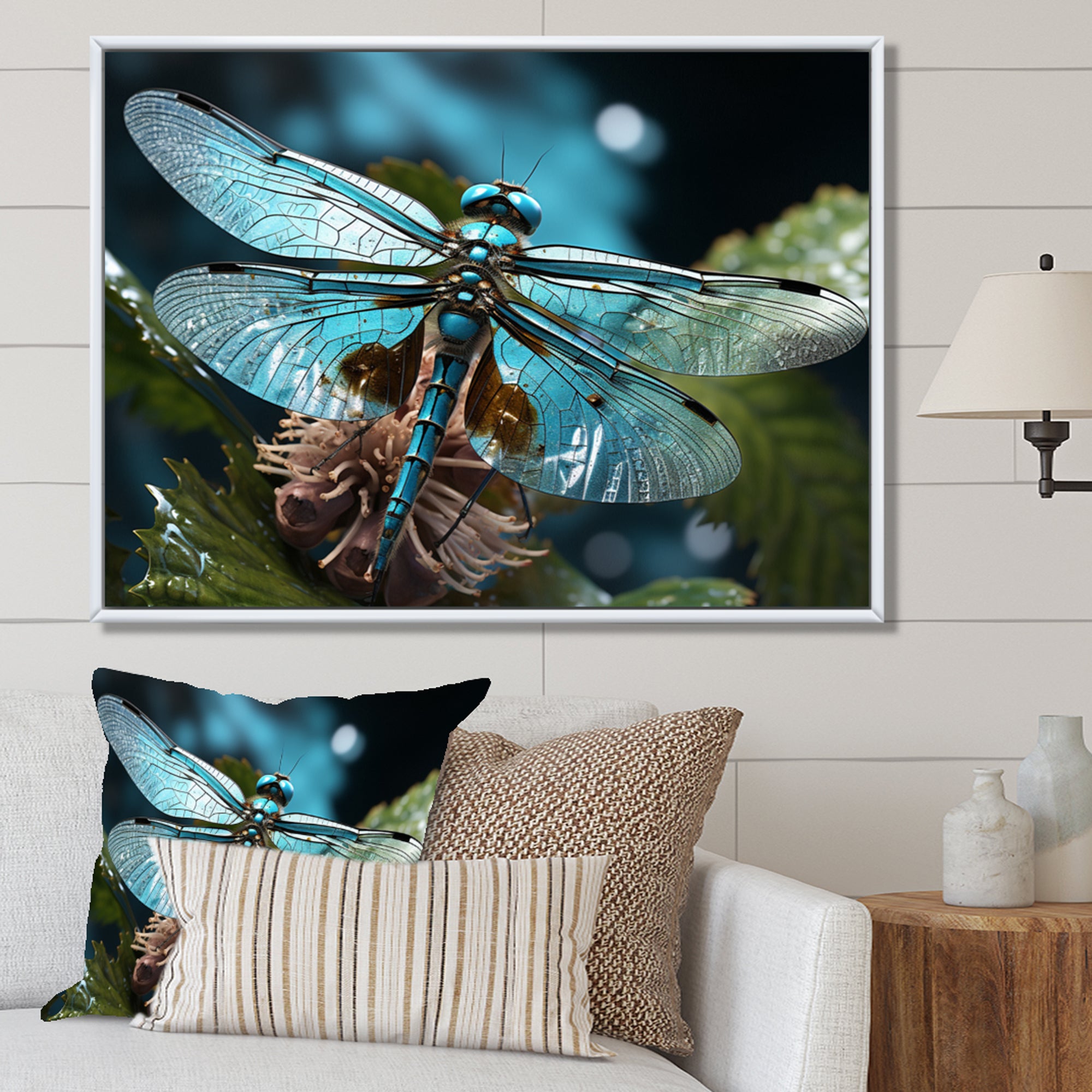 Teal Dragonfly Airborne Jewel - Dragonfly Canvas Wall Art