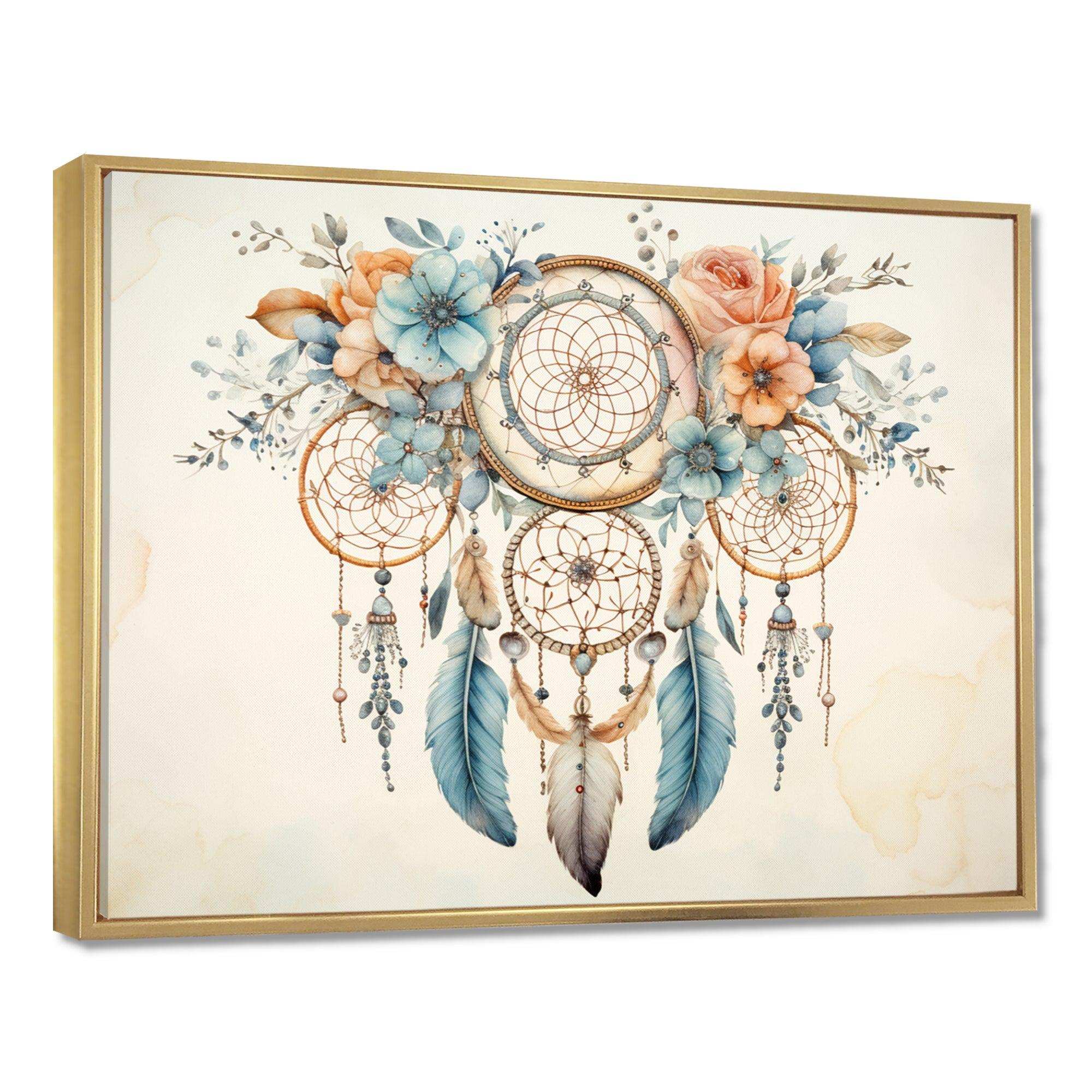 Teal Dreamcatcher Vintage Whispers - Spiritual Canvas Wall Art