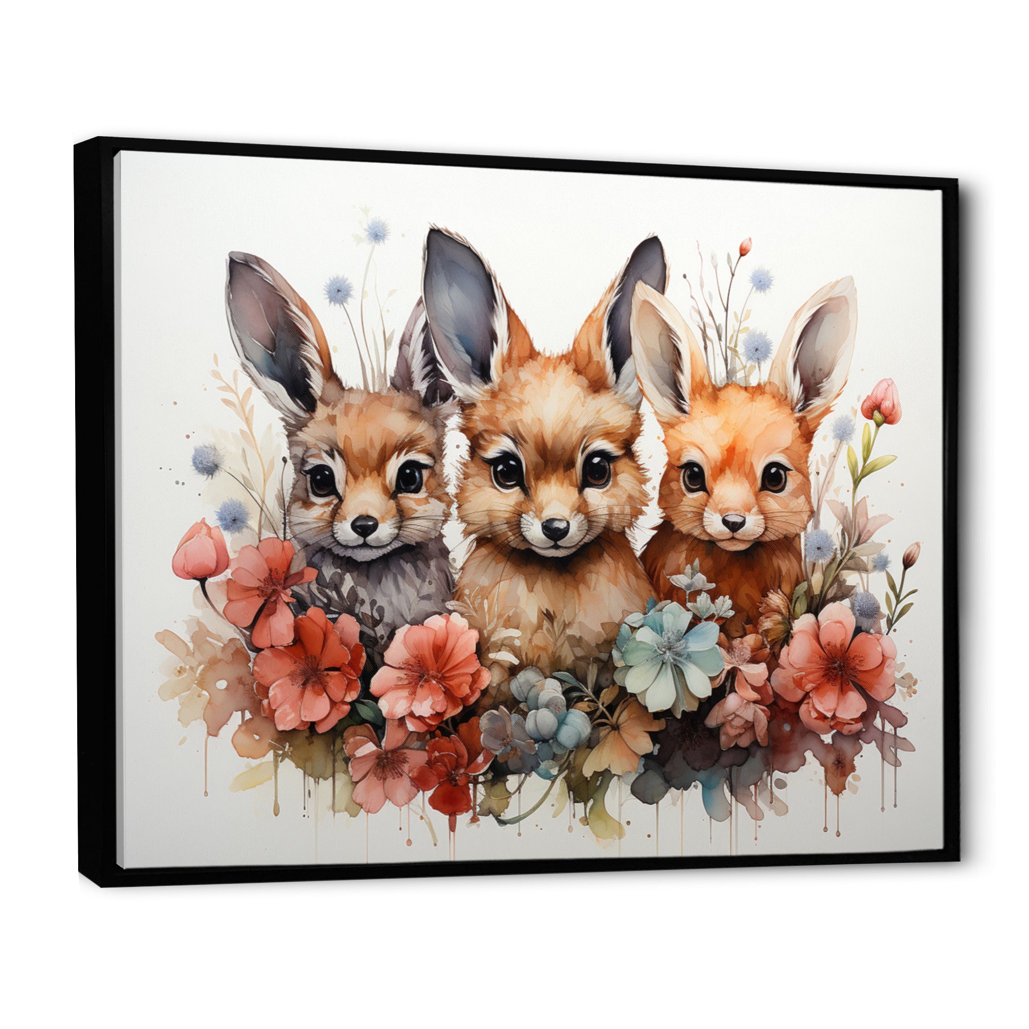 Dry Watercolor Whimsical Animals - Rabbit Living Room Wall Art