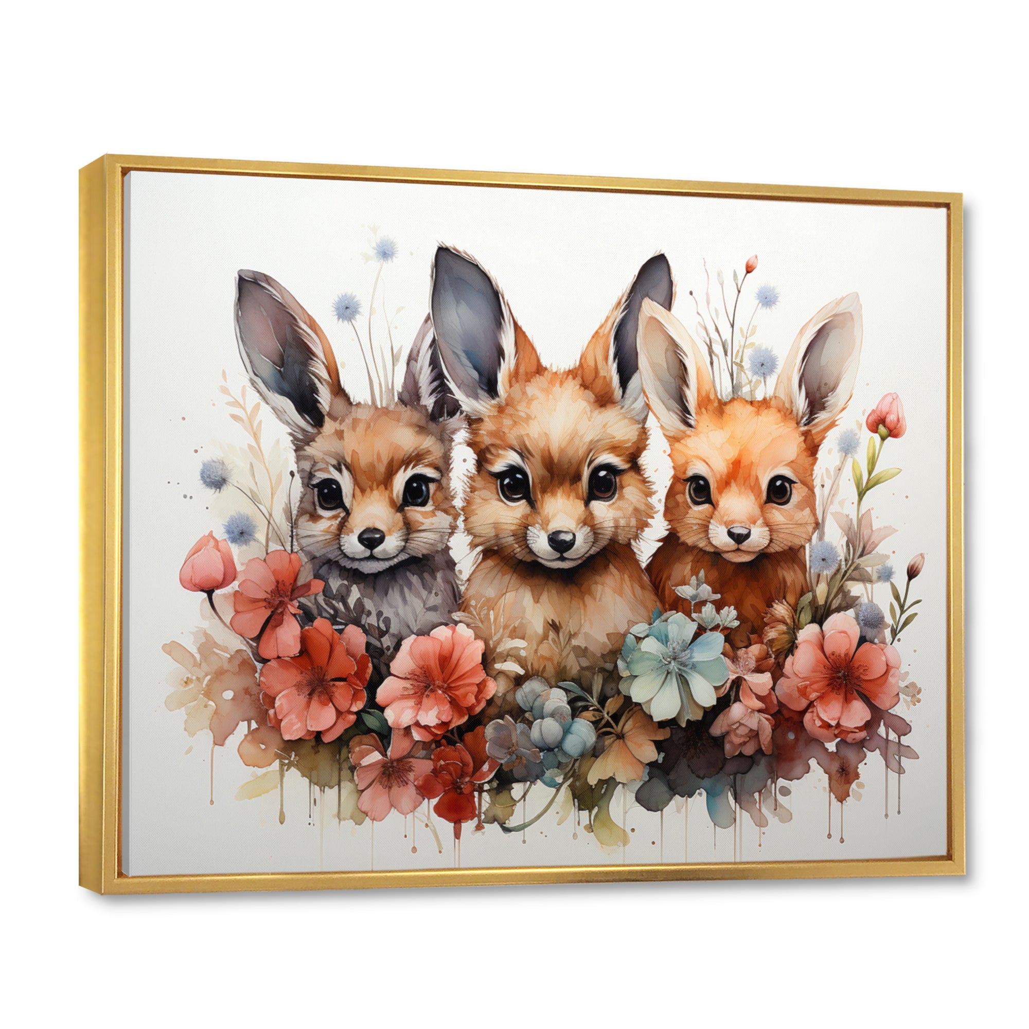 Dry Watercolor Whimsical Animals - Rabbit Living Room Wall Art