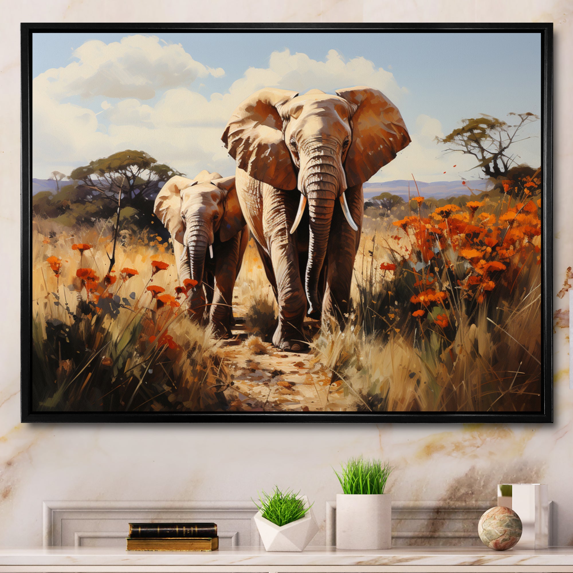Elephant Family Harmony - Gray Elephant Wall Art