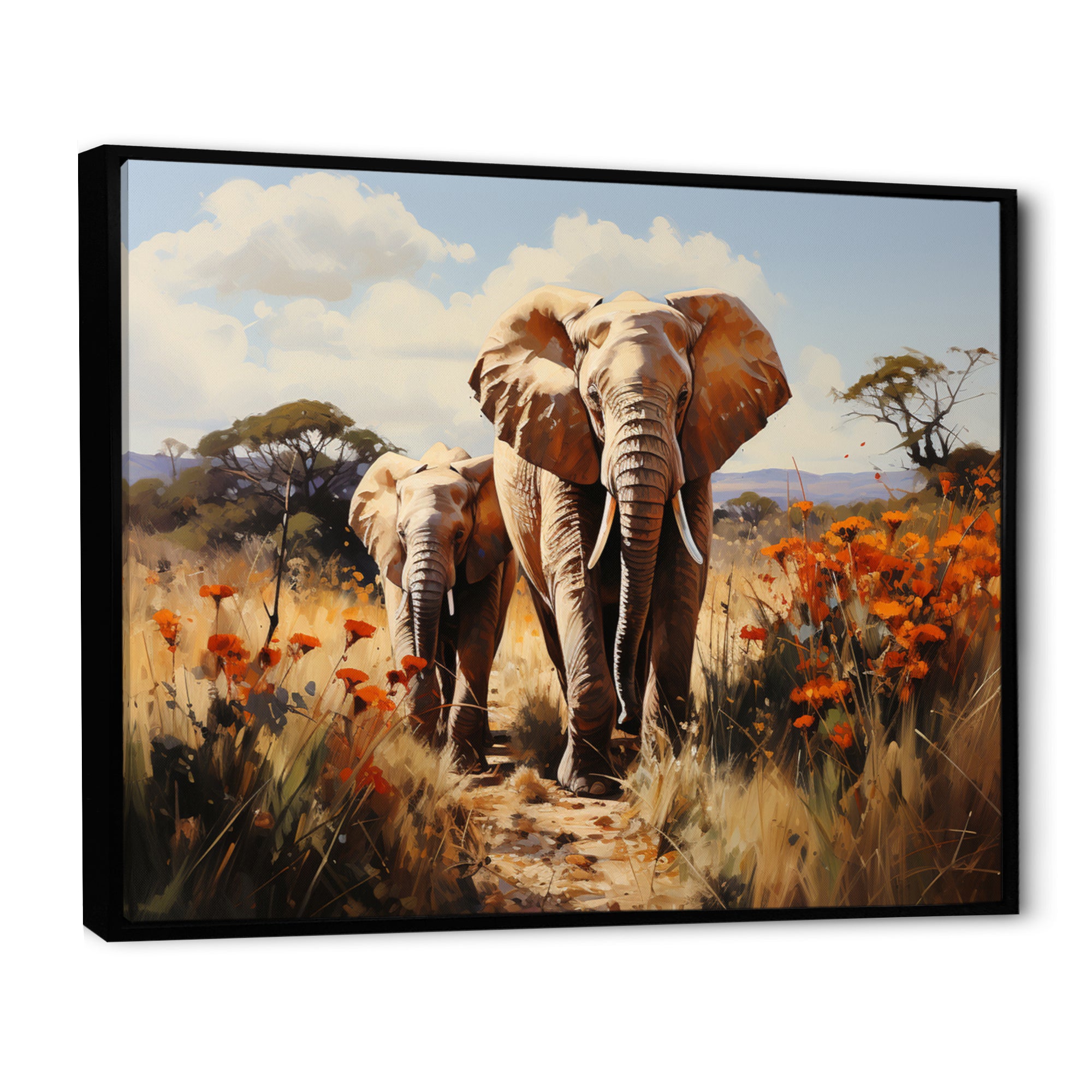 Elephant Family Harmony - Gray Elephant Wall Art
