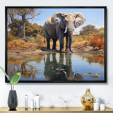 Elephant Reflection - Elephant Framed Canvas Art