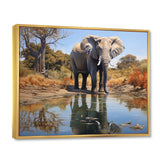 Elephant Reflection - Elephant Framed Canvas Art